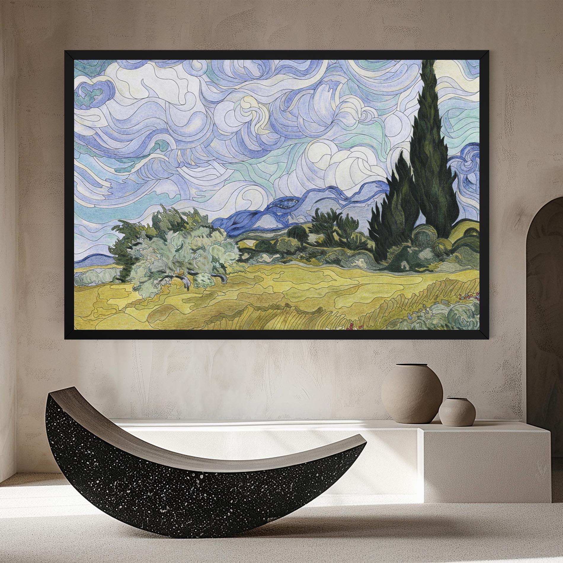 Tablou Canvas Wheat Field Cypresses mockup 8