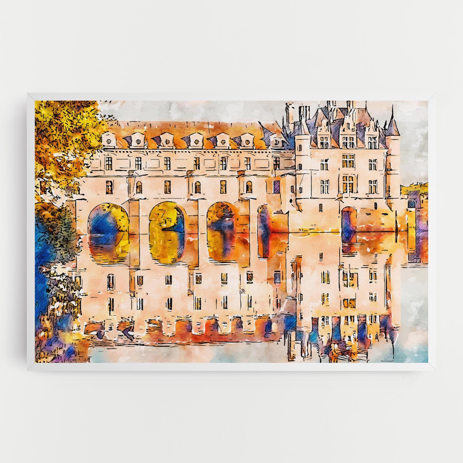 Tablou Canvas Blue Orange Castle mockup 0