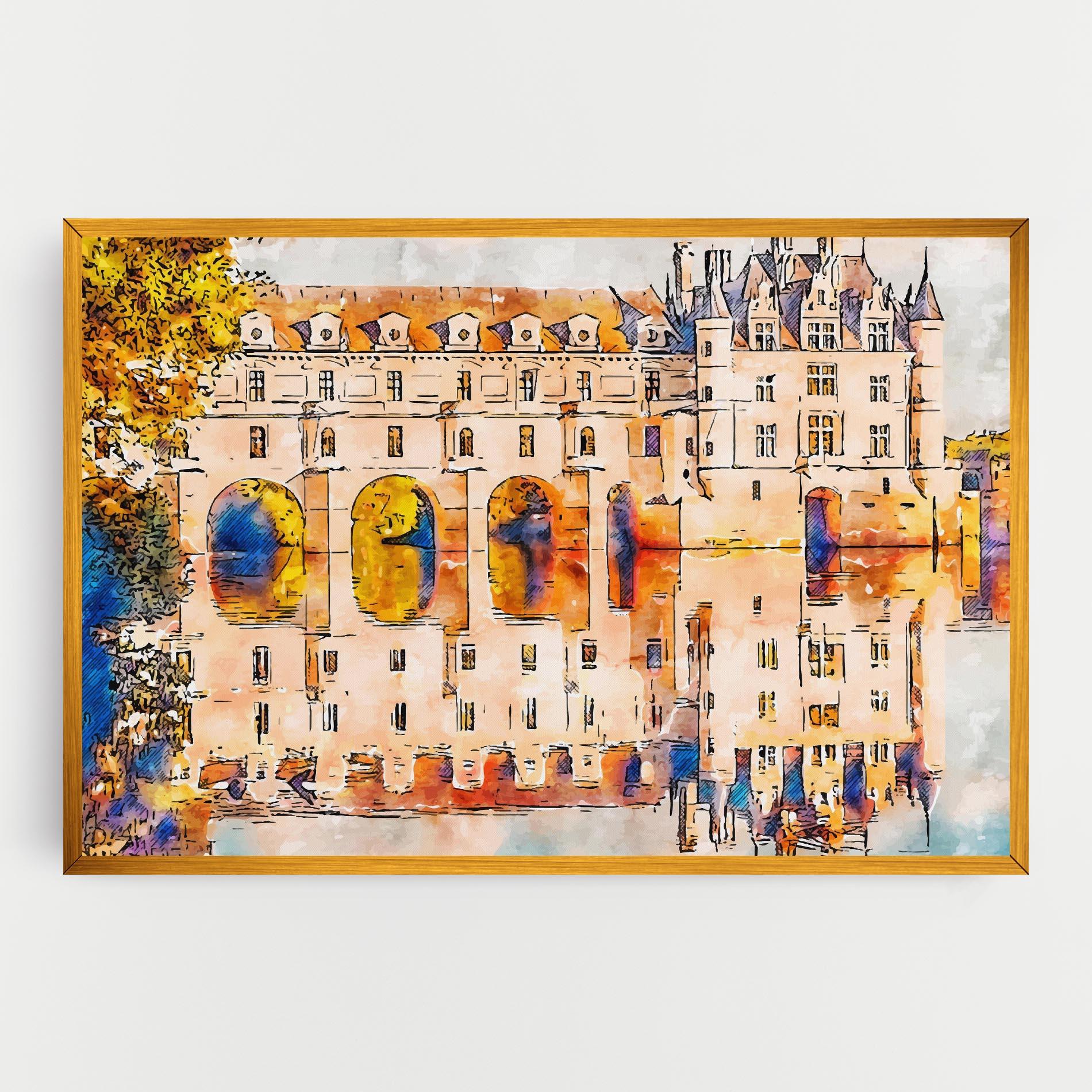 Tablou Canvas Blue Orange Castle mockup 0