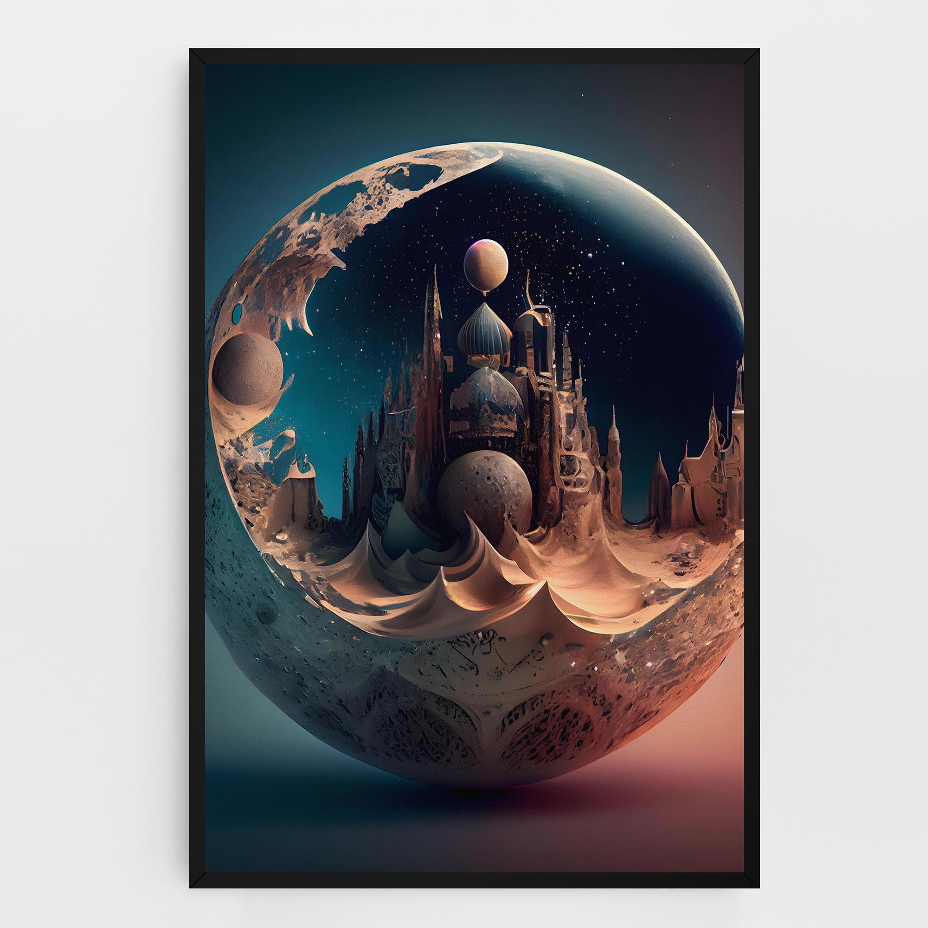 Tablou Canvas Fantasy Planet Castle mockup 0