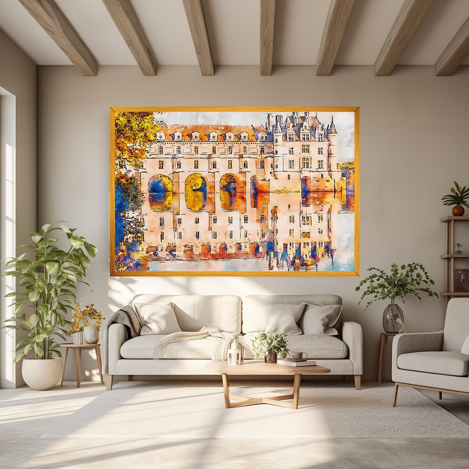 Tablou Canvas Blue Orange Castle mockup 6