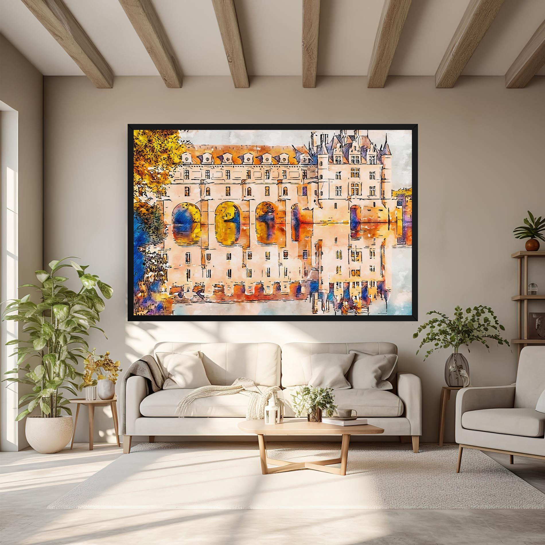 Tablou Canvas Blue Orange Castle mockup 6