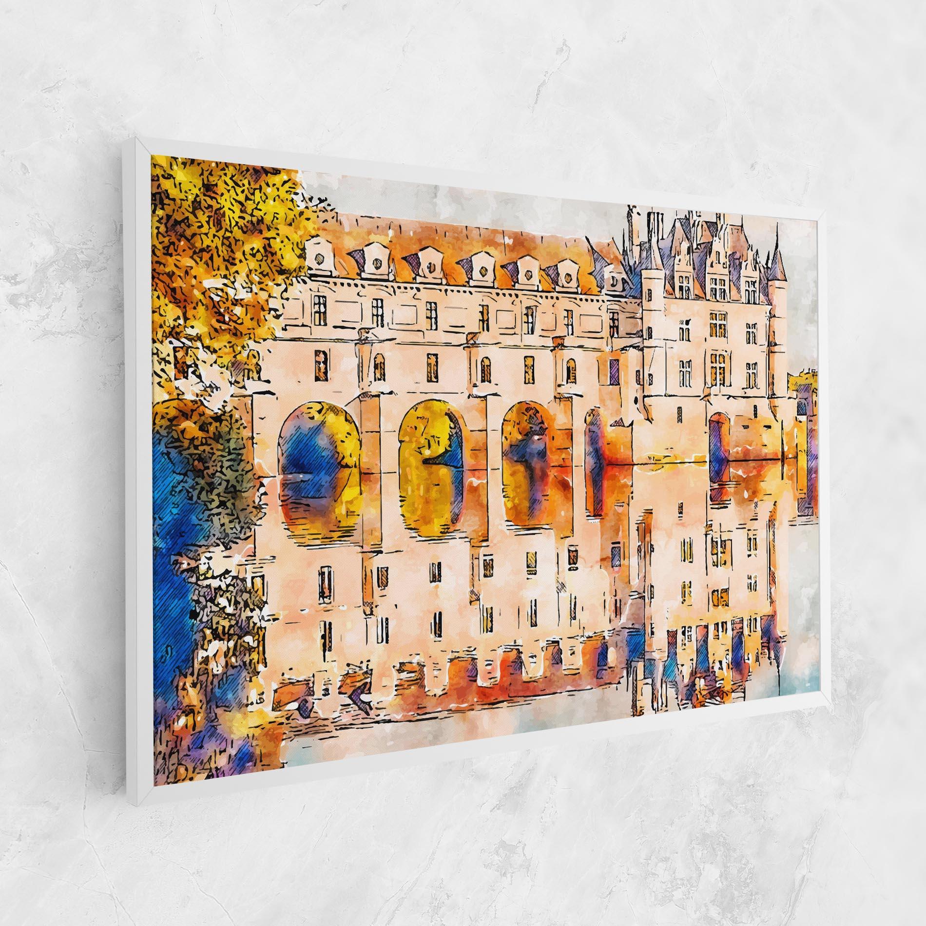 Tablou Canvas Blue Orange Castle mockup 1