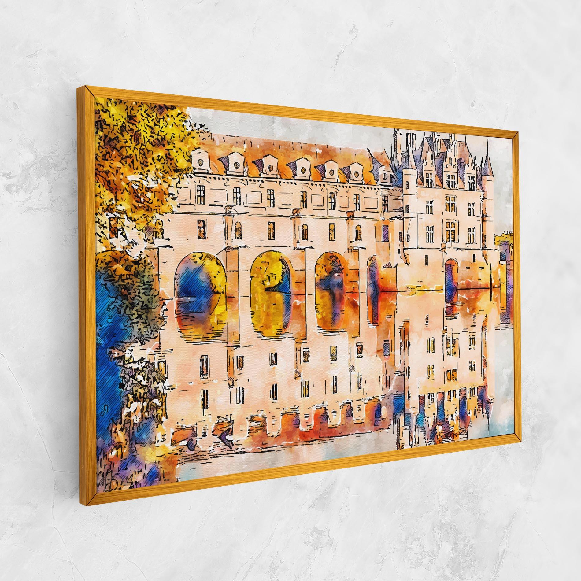 Tablou Canvas Blue Orange Castle mockup 1