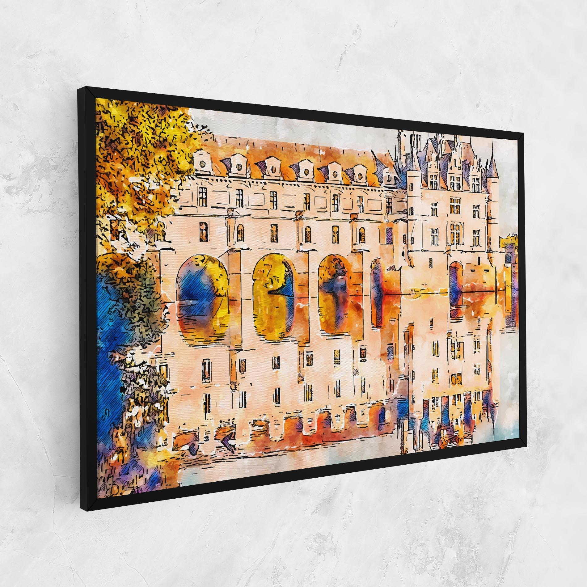 Tablou Canvas Blue Orange Castle mockup 1