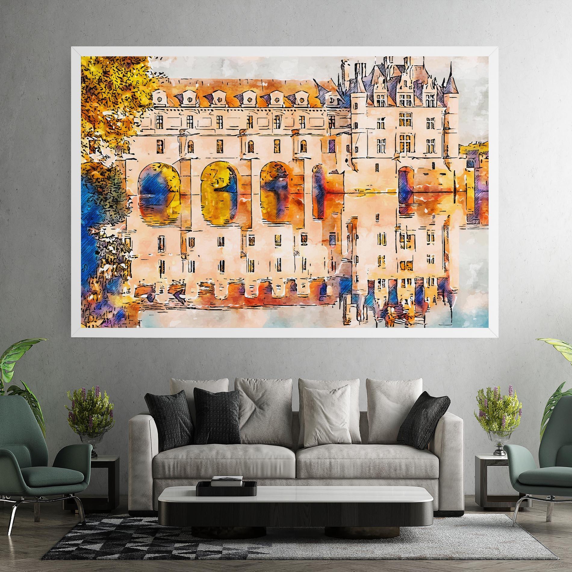 Tablou Canvas Blue Orange Castle mockup 7