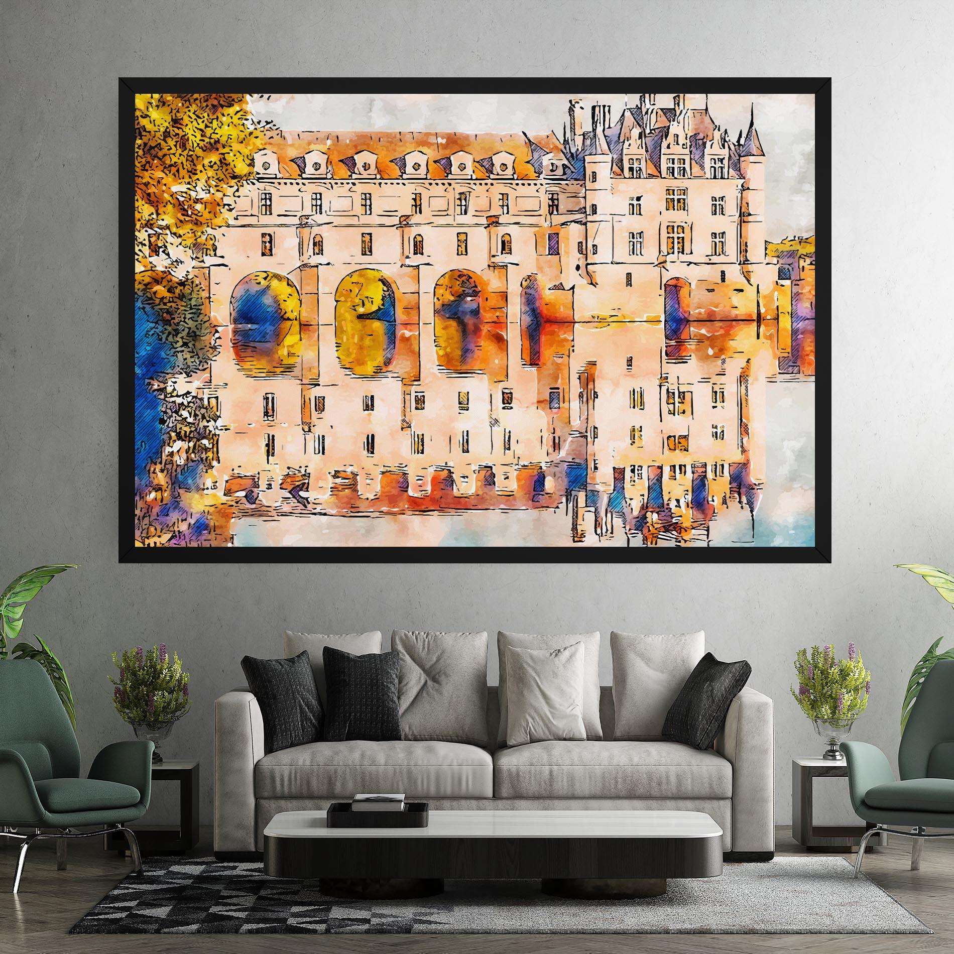 Tablou Canvas Blue Orange Castle mockup 7