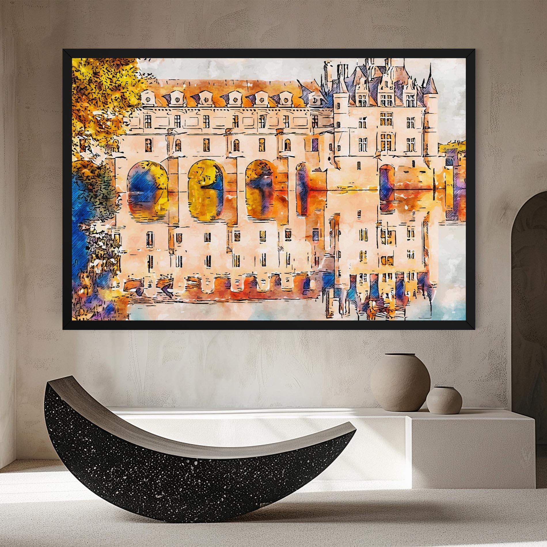 Tablou Canvas Blue Orange Castle mockup 8