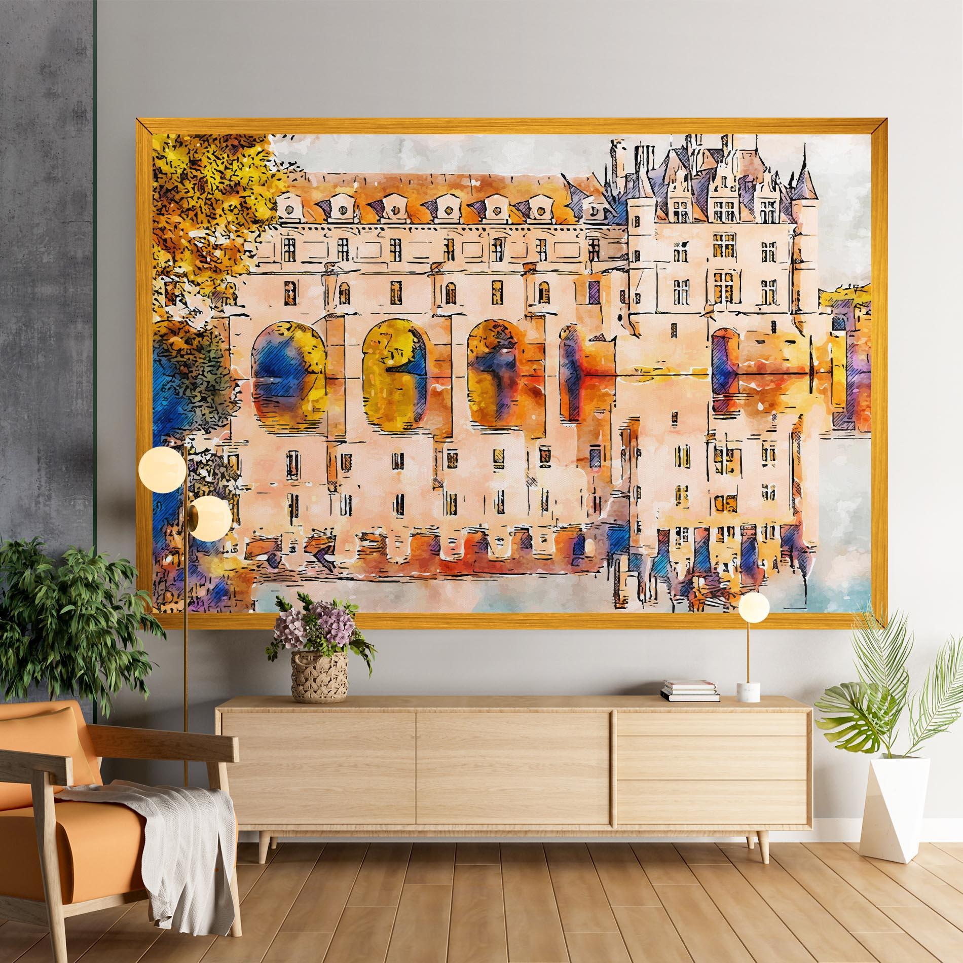 Tablou Canvas Blue Orange Castle mockup 9