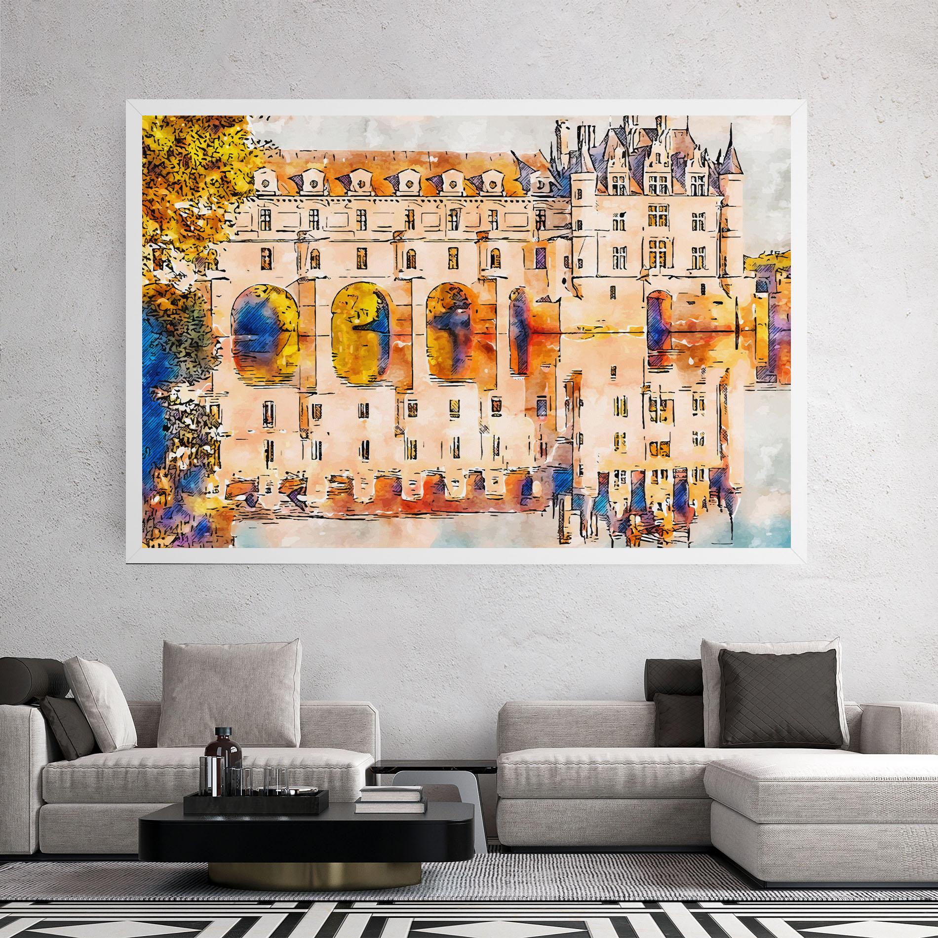 Tablou Canvas Blue Orange Castle mockup 2