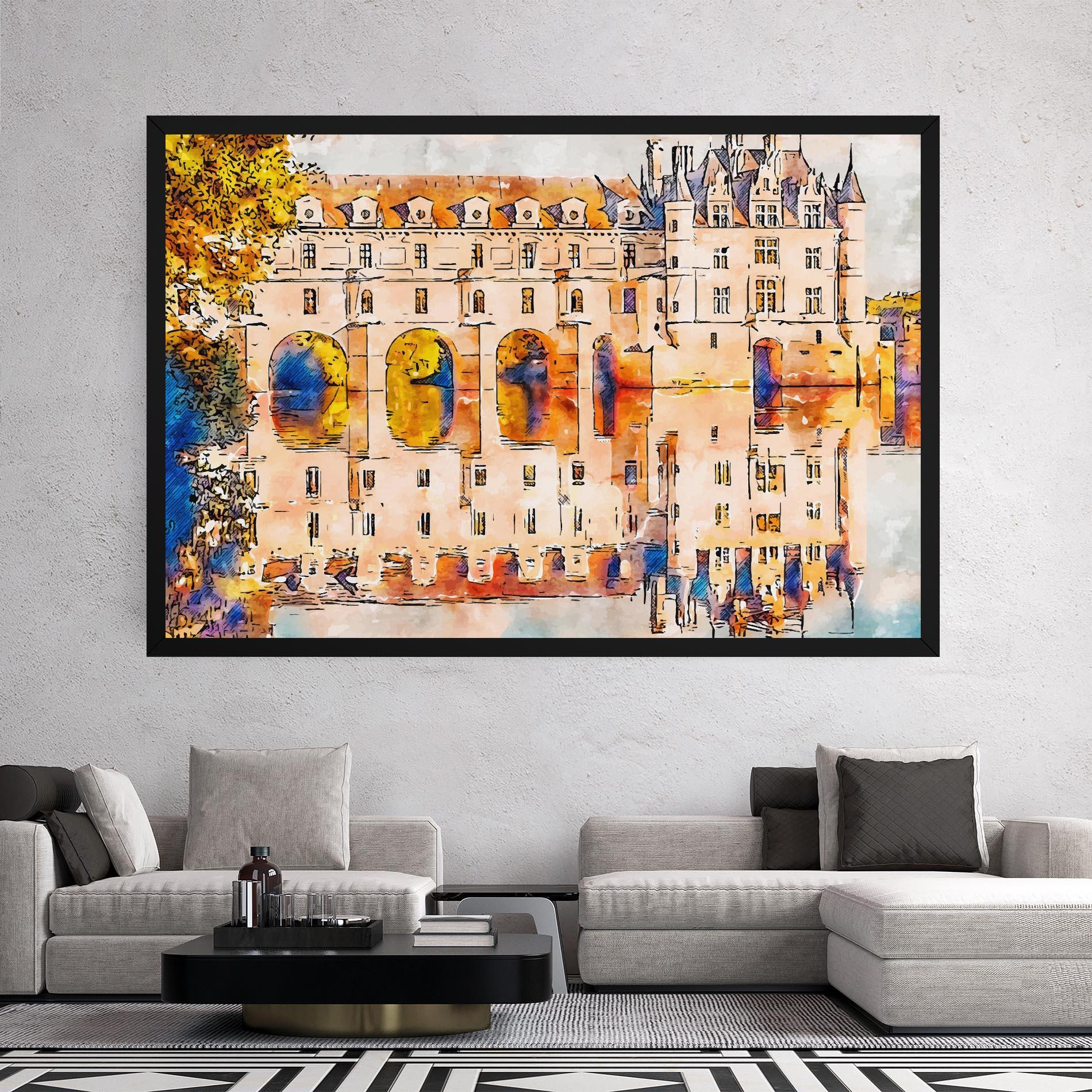 Tablou Canvas Blue Orange Castle mockup 2