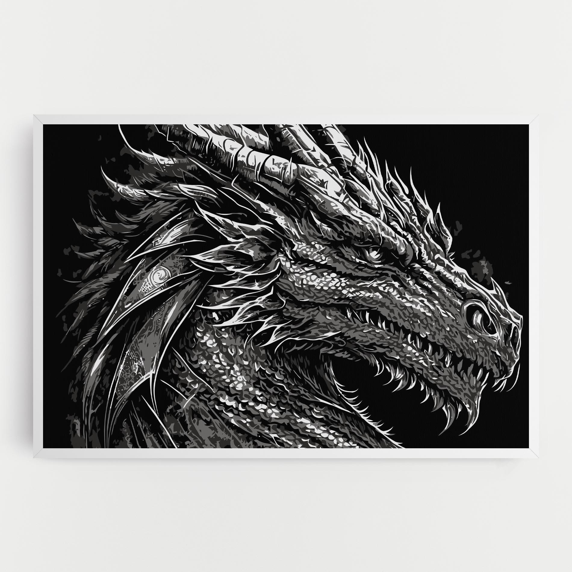 Tablou Canvas Grey White Dragon mockup 0