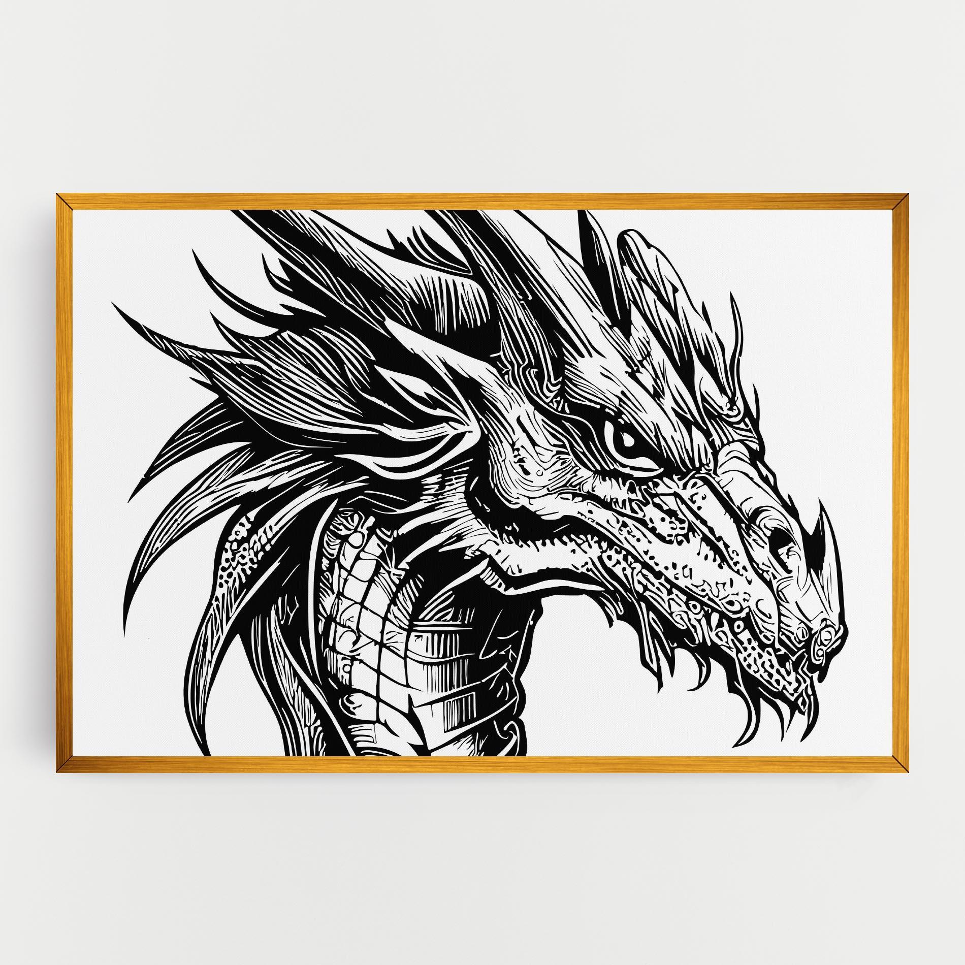 Tablou Canvas Black Line Dragon mockup 0