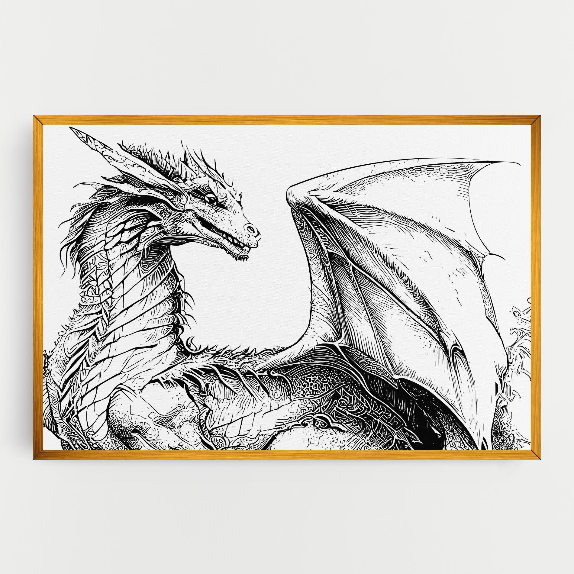 Tablou Canvas Dragon Sketch mockup 0