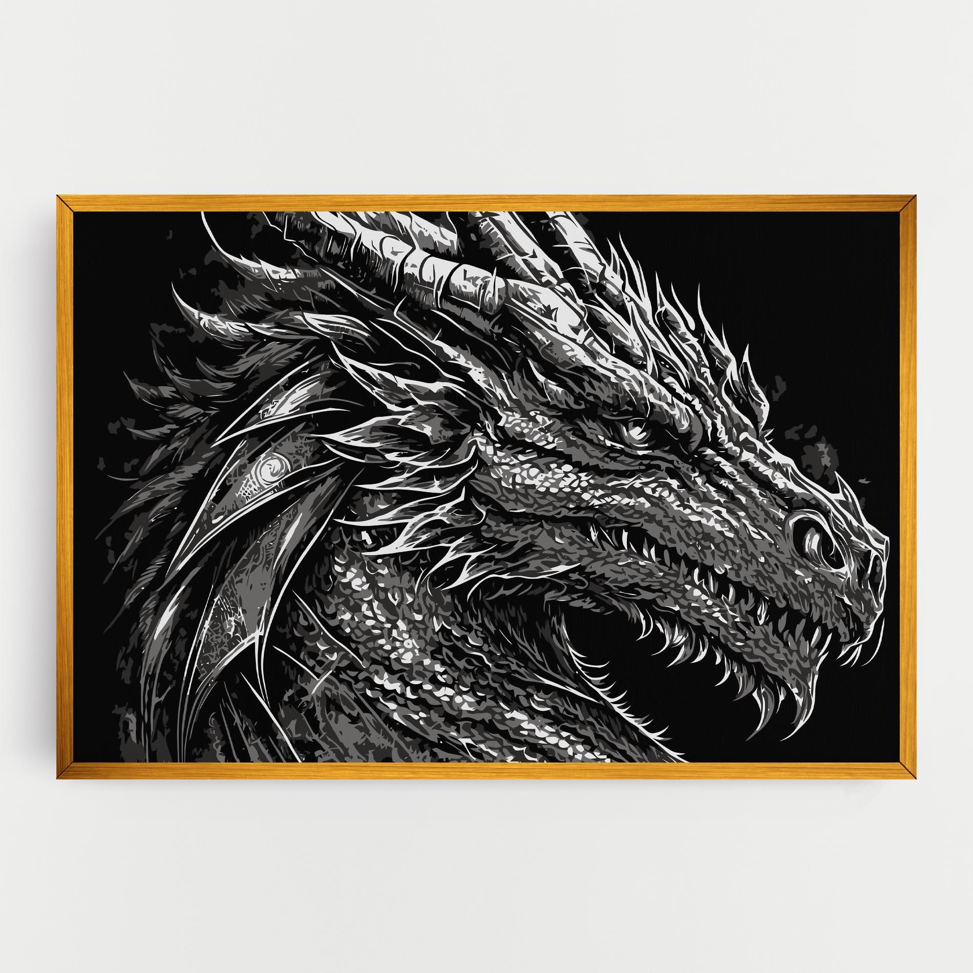 Tablou Canvas Grey White Dragon mockup 0