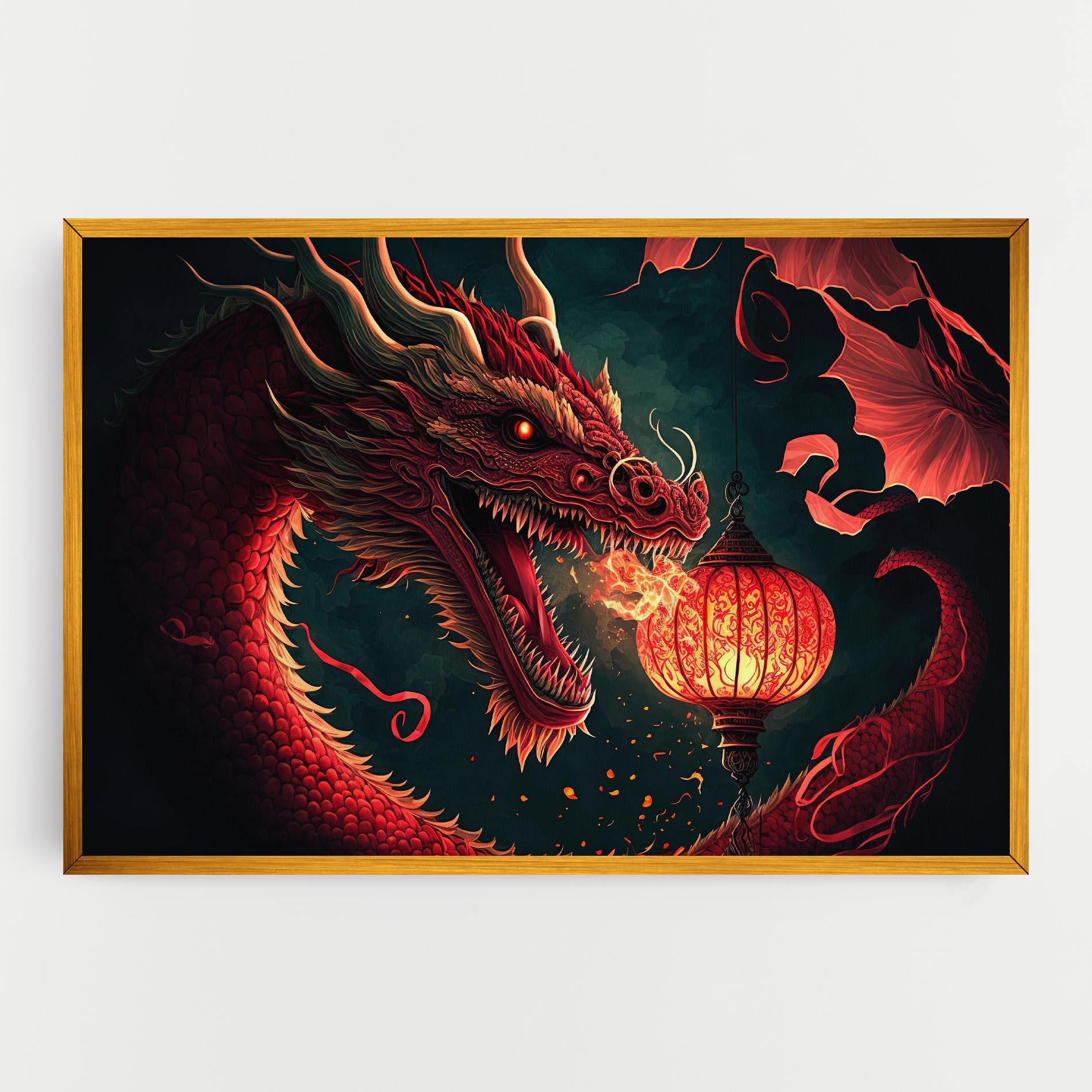 Tablou Canvas Red Fire Dragon mockup 0