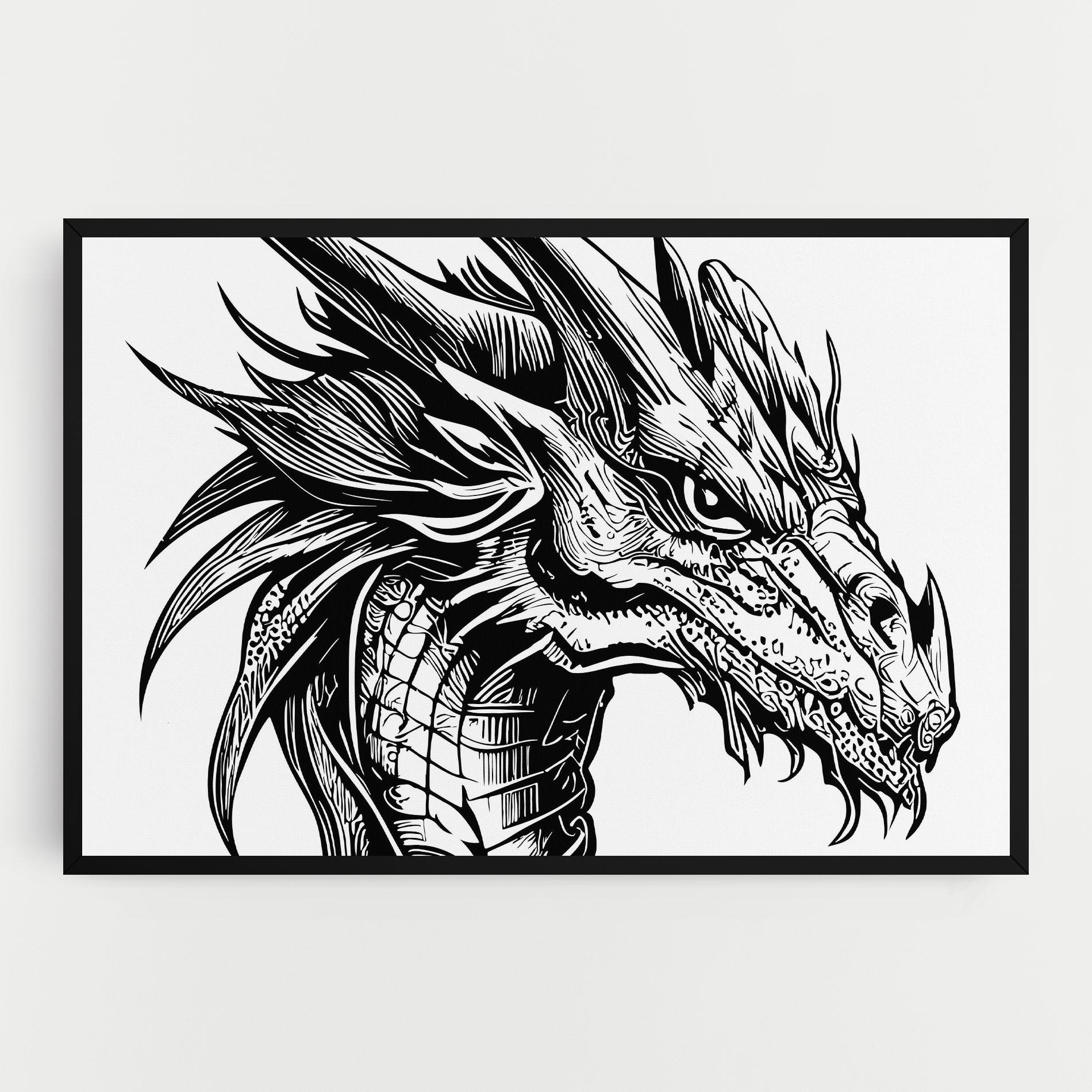 Tablou Canvas Black Line Dragon mockup 0