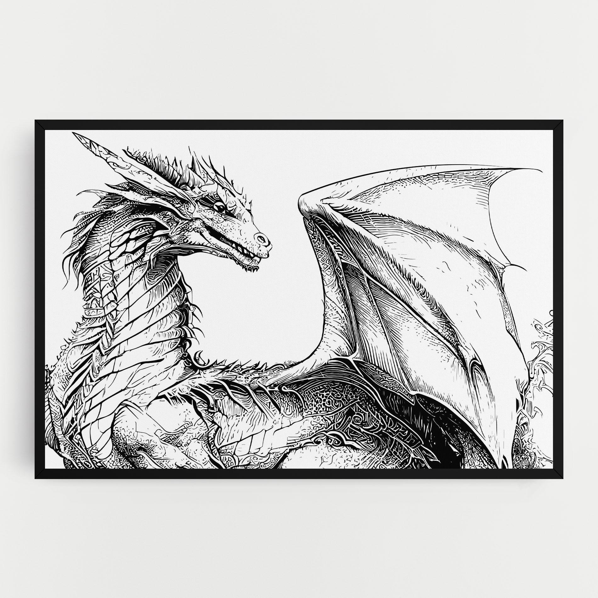 Tablou Canvas Dragon Sketch mockup 0
