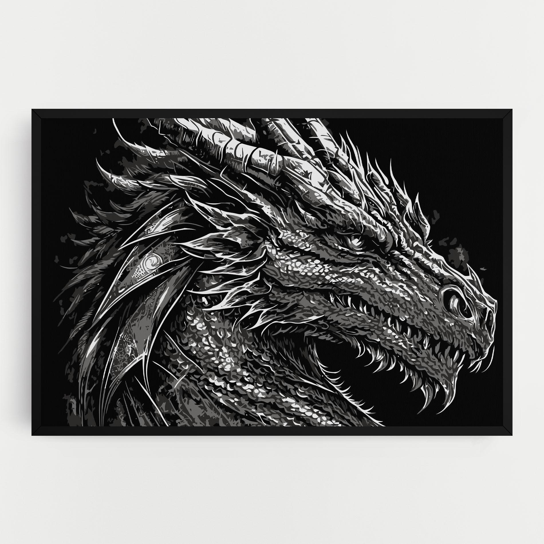 Tablou Canvas Grey White Dragon mockup 0