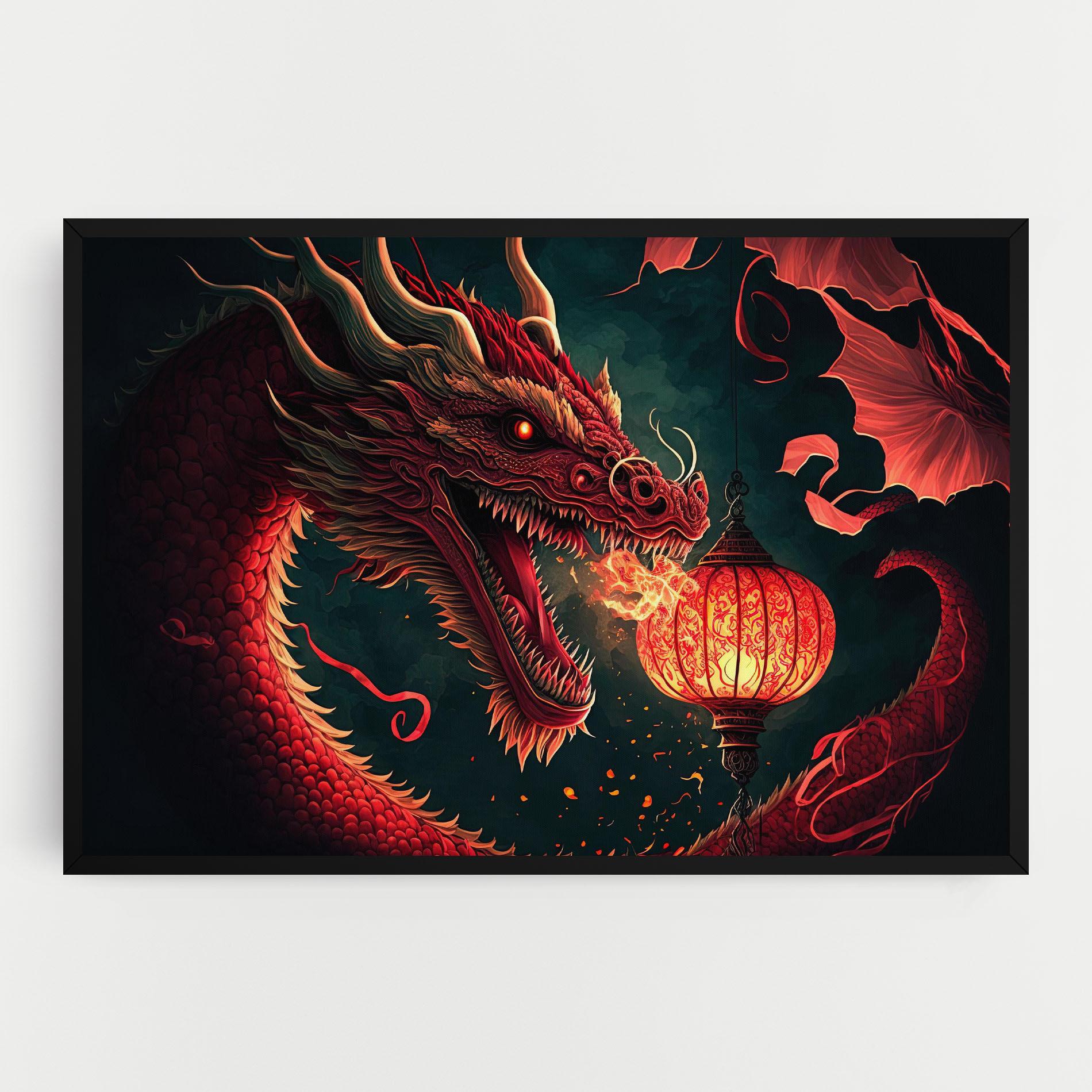 Tablou Canvas Red Fire Dragon mockup 0