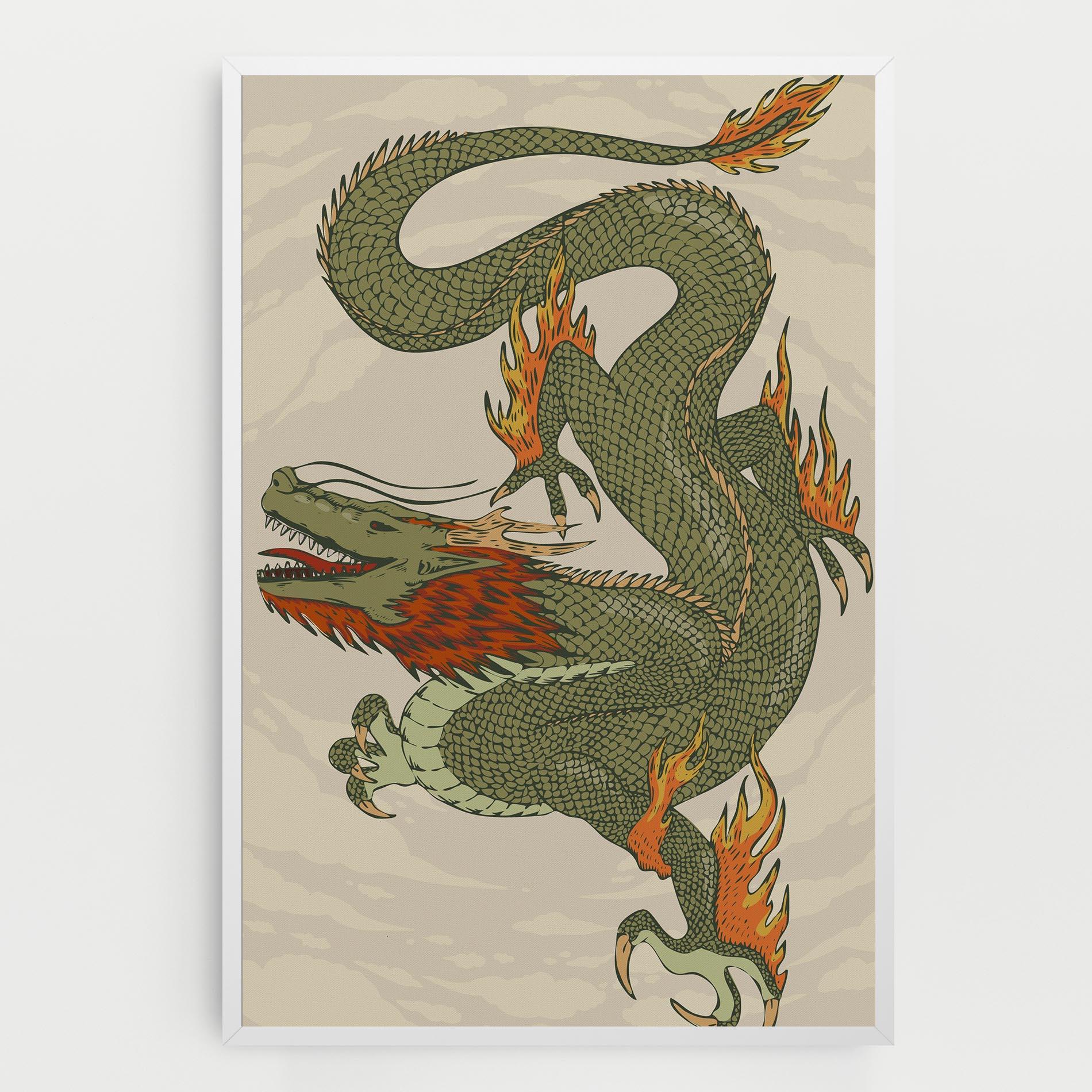 Tablou Canvas Chinese Dragon Green mockup 0