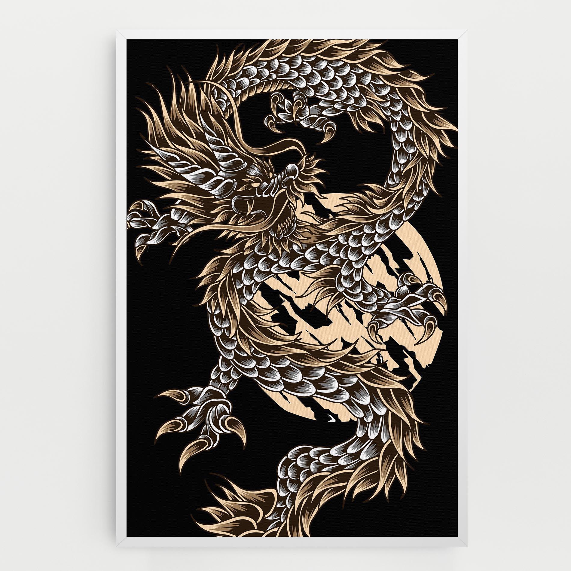 Tablou Canvas Cream Moon Dragon mockup 0