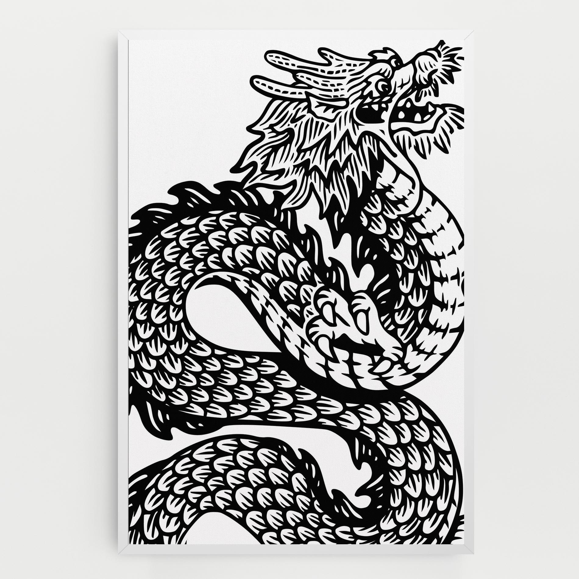 Tablou Canvas Dragon Black Line mockup 0