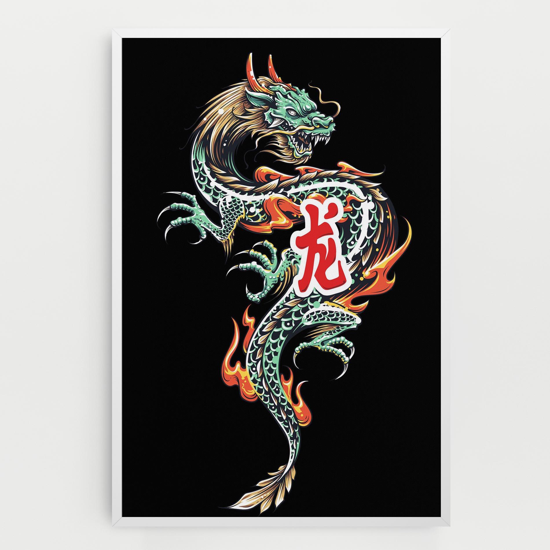 Tablou Canvas Green Fire Dragon mockup 0