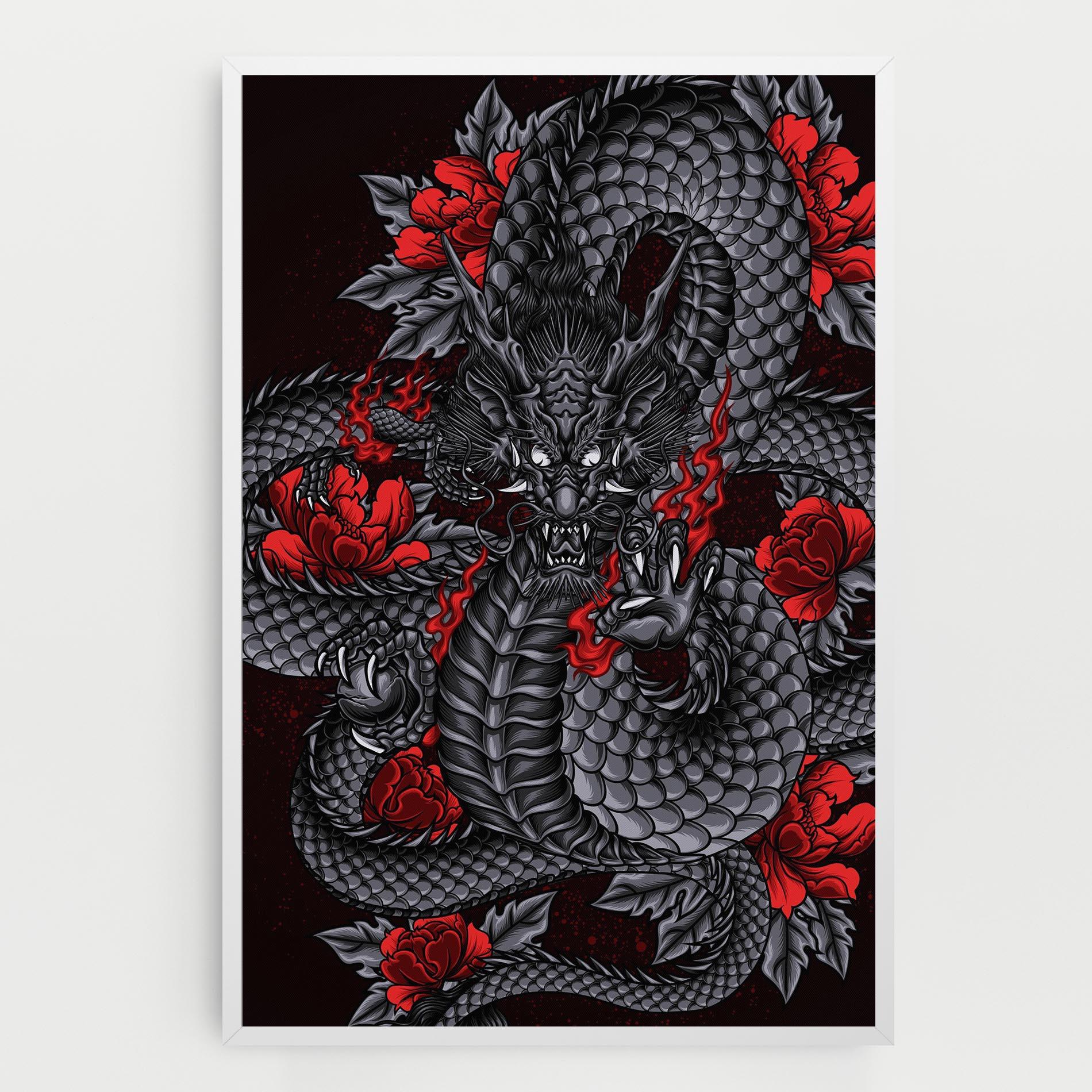 Tablou Canvas Red Flower Dragon mockup 0