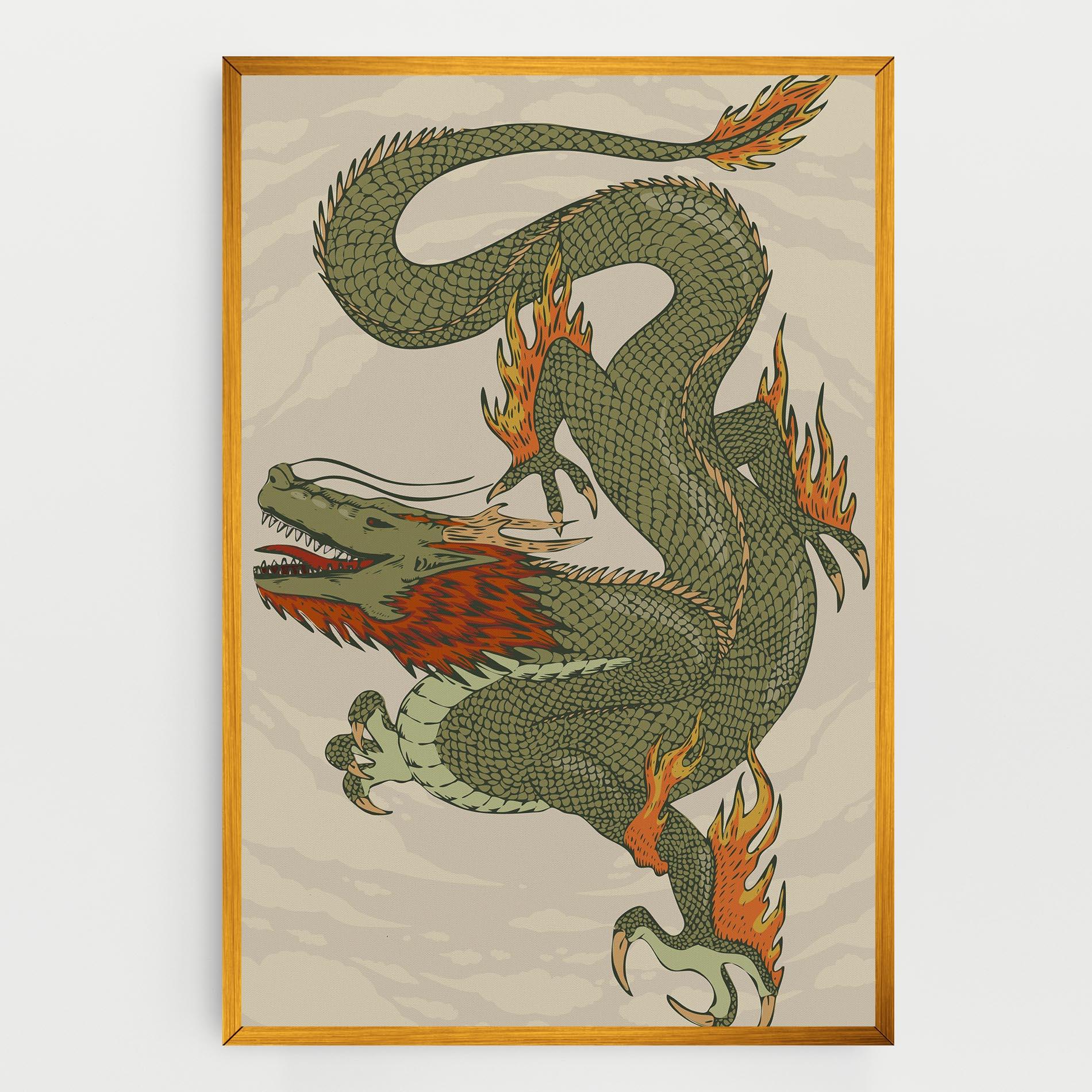 Tablou Canvas Chinese Dragon Green mockup 0