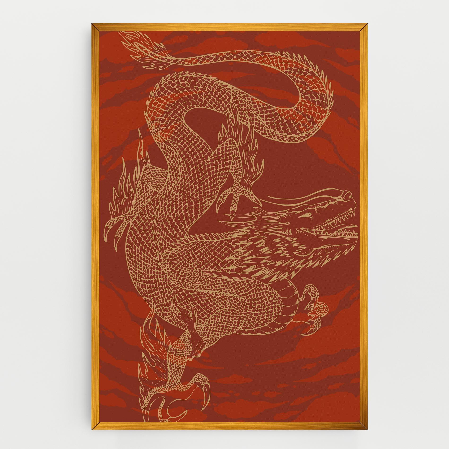 Tablou Canvas Chinese Dragon Red mockup 0