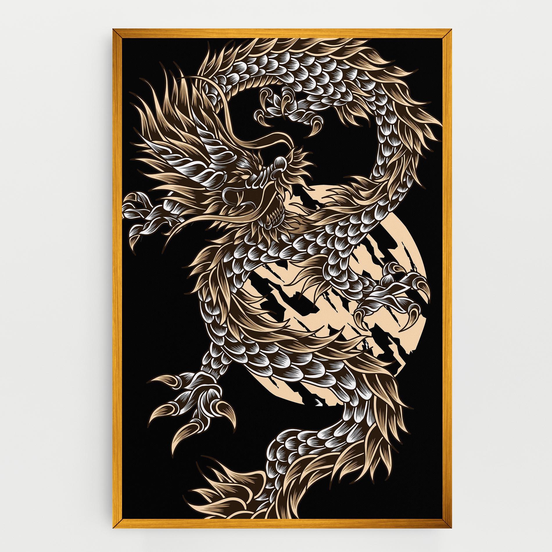 Tablou Canvas Cream Moon Dragon mockup 0