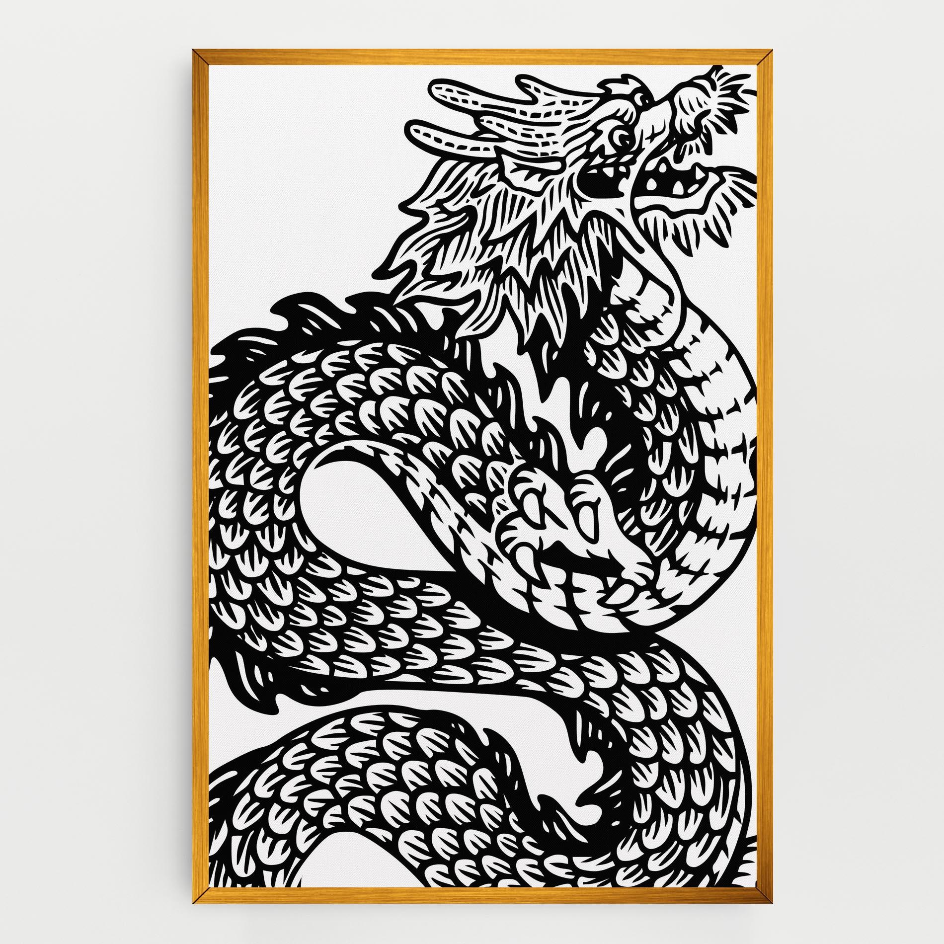 Tablou Canvas Dragon Black Line mockup 0
