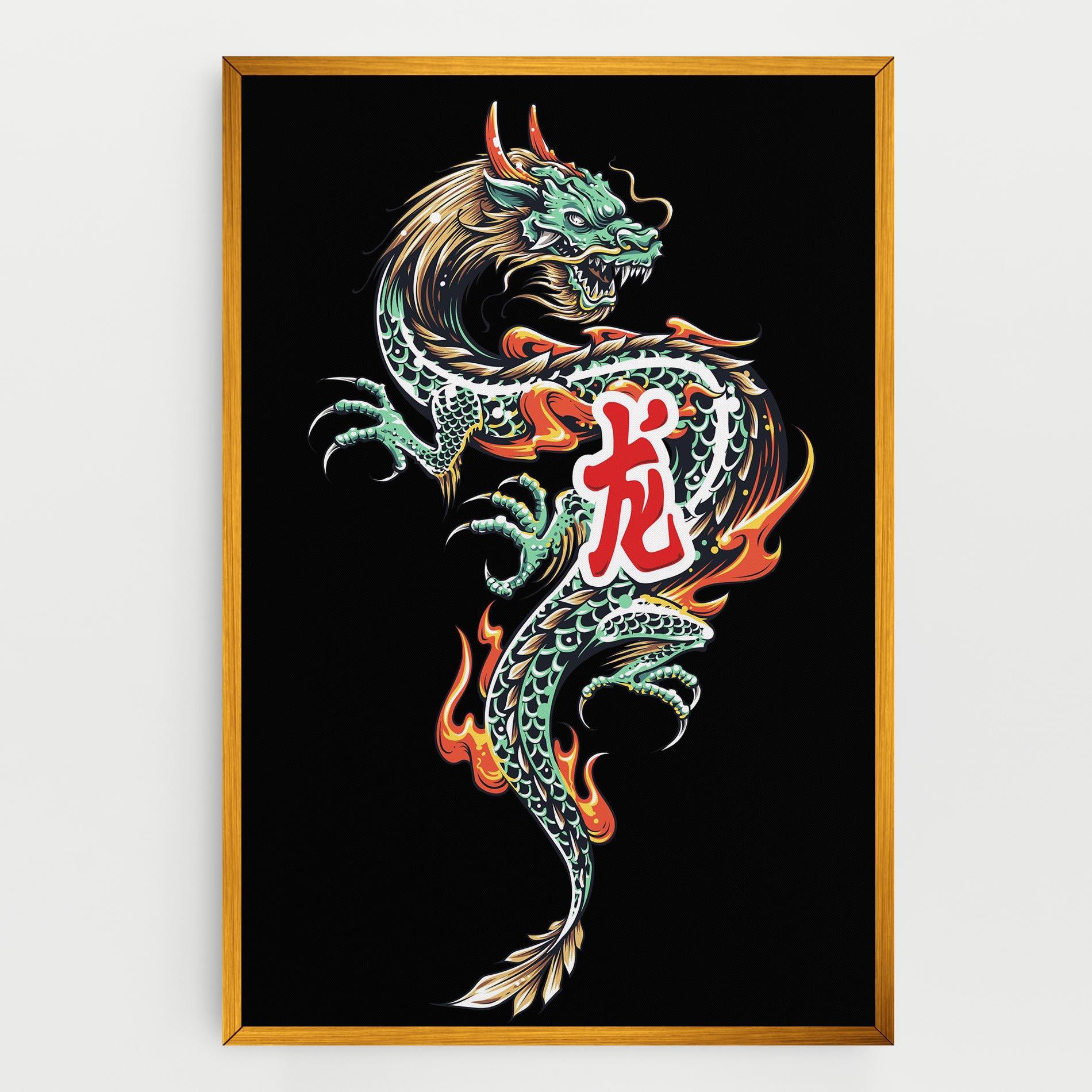Tablou Canvas Green Fire Dragon mockup 0