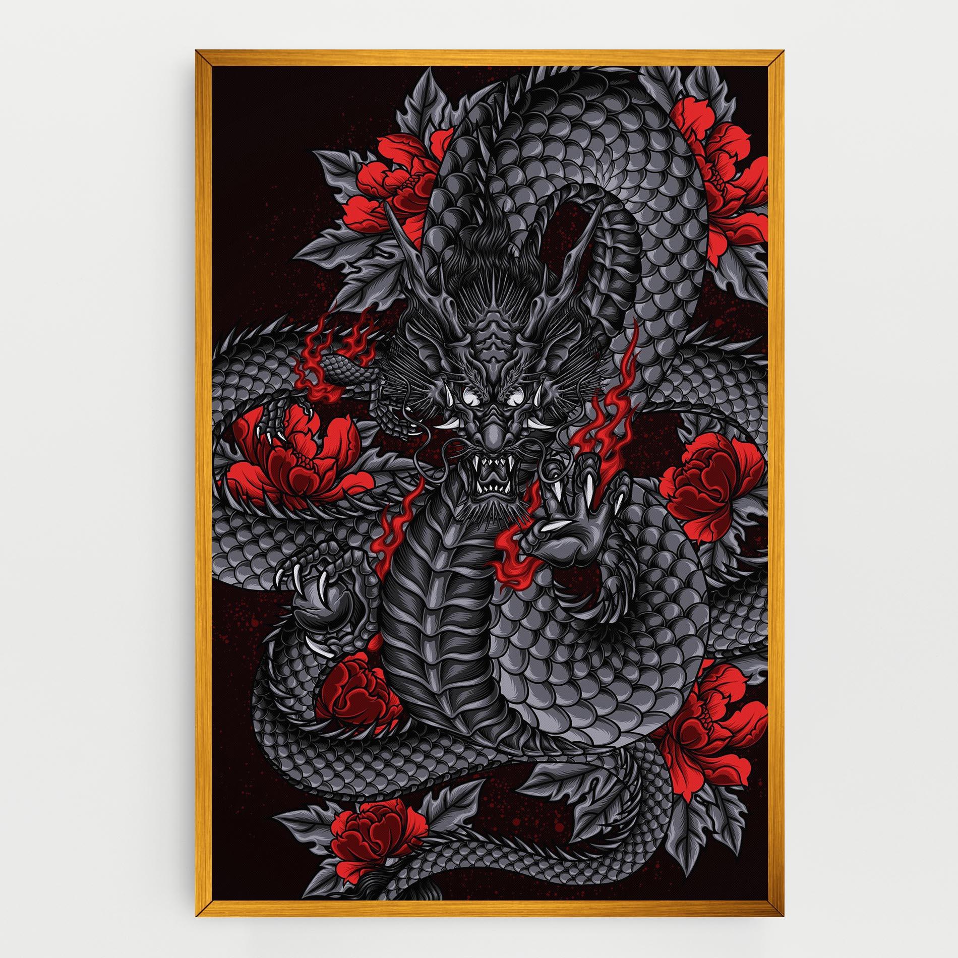 Tablou Canvas Red Flower Dragon mockup 0