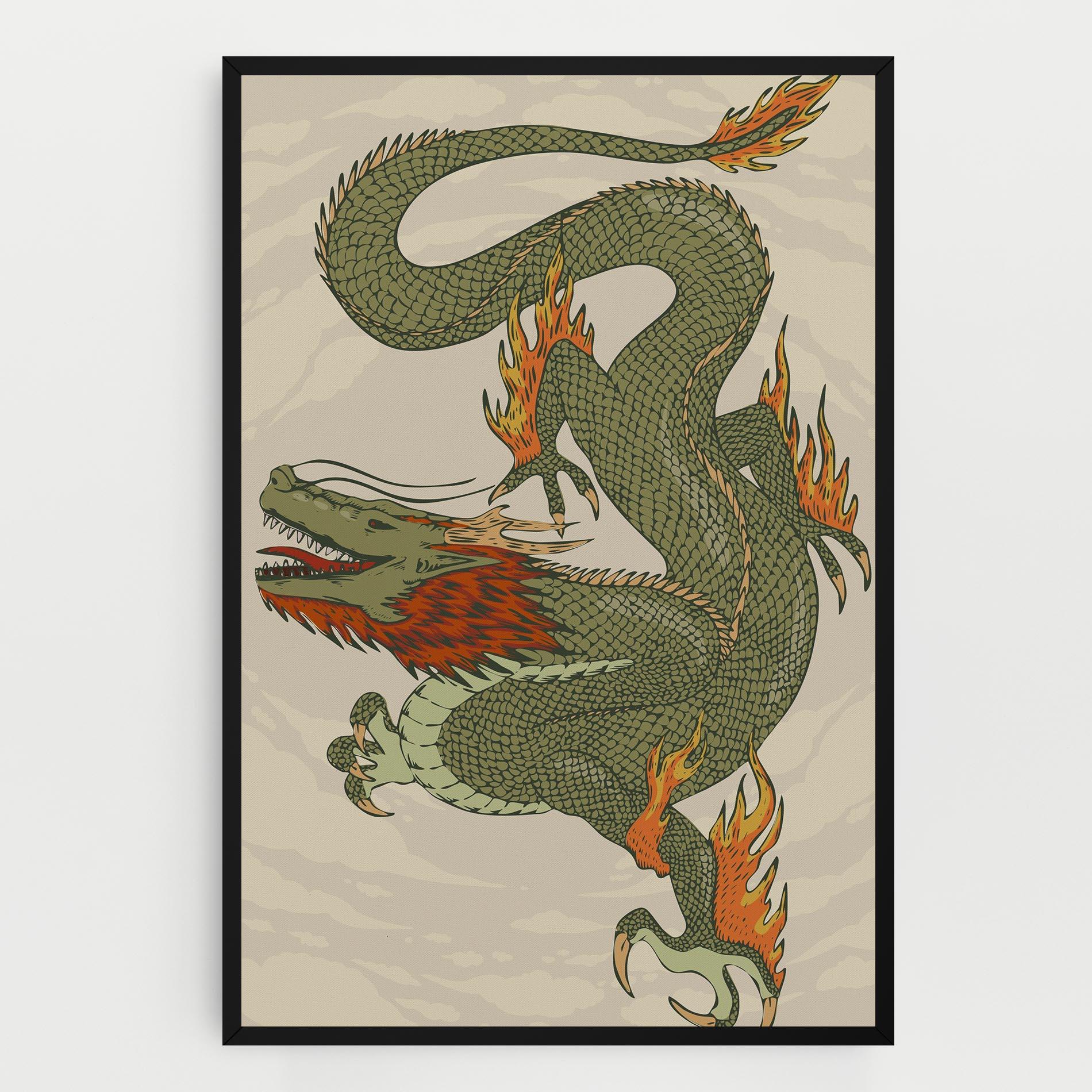 Tablou Canvas Chinese Dragon Green mockup 0