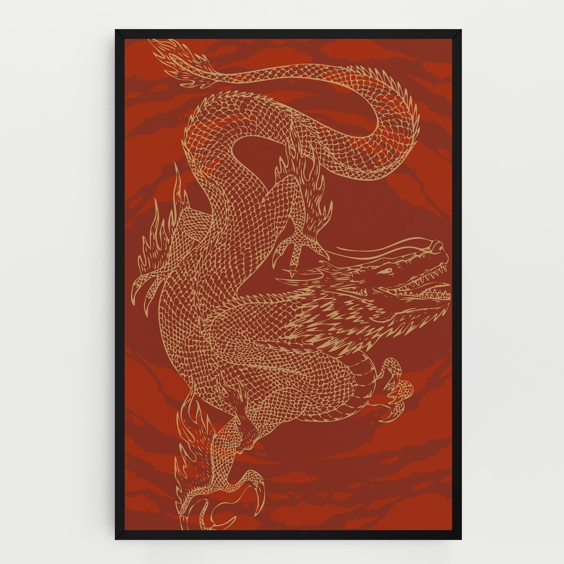 Tablou Canvas Chinese Dragon Red mockup 0