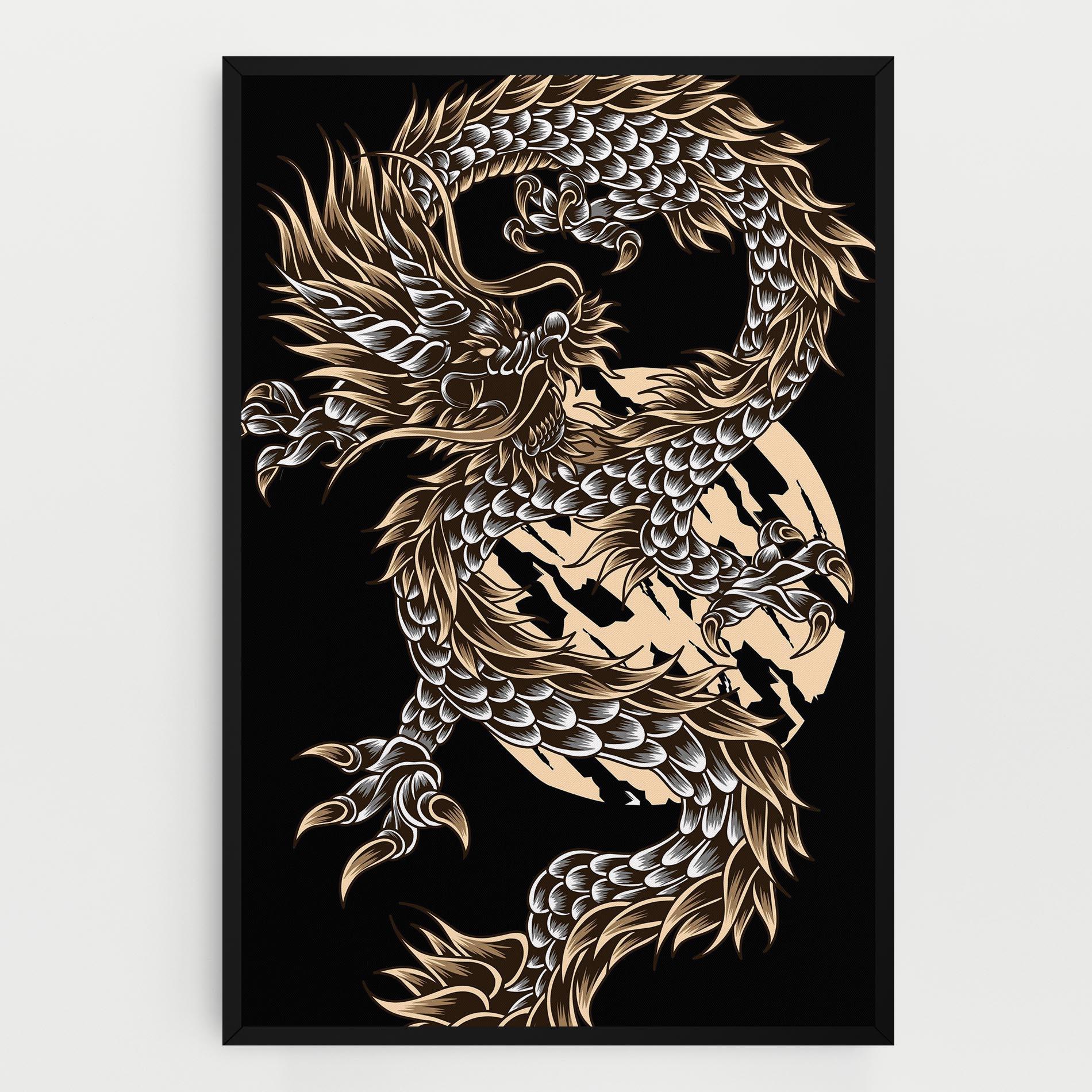 Tablou Canvas Cream Moon Dragon mockup 0