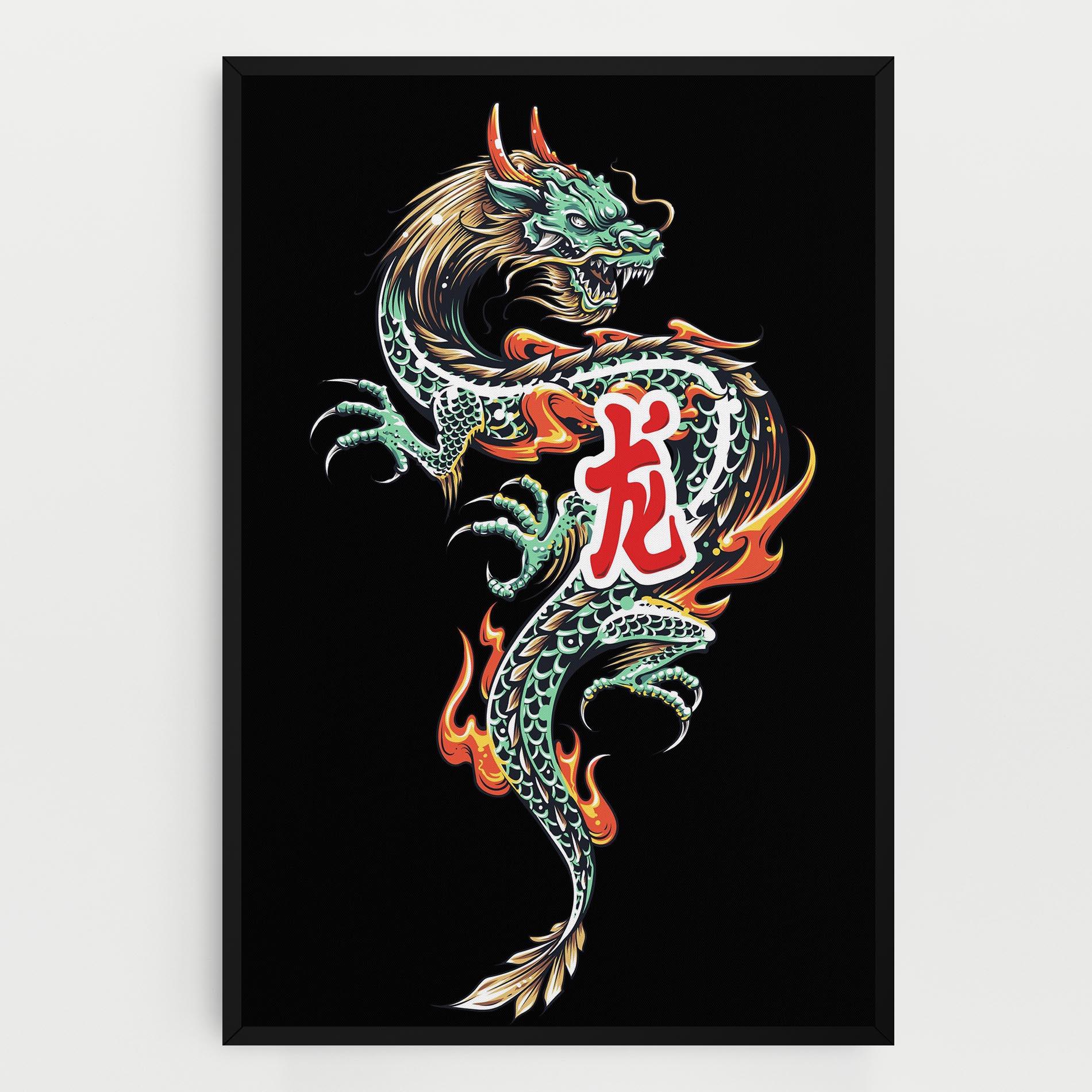 Tablou Canvas Green Fire Dragon mockup 0