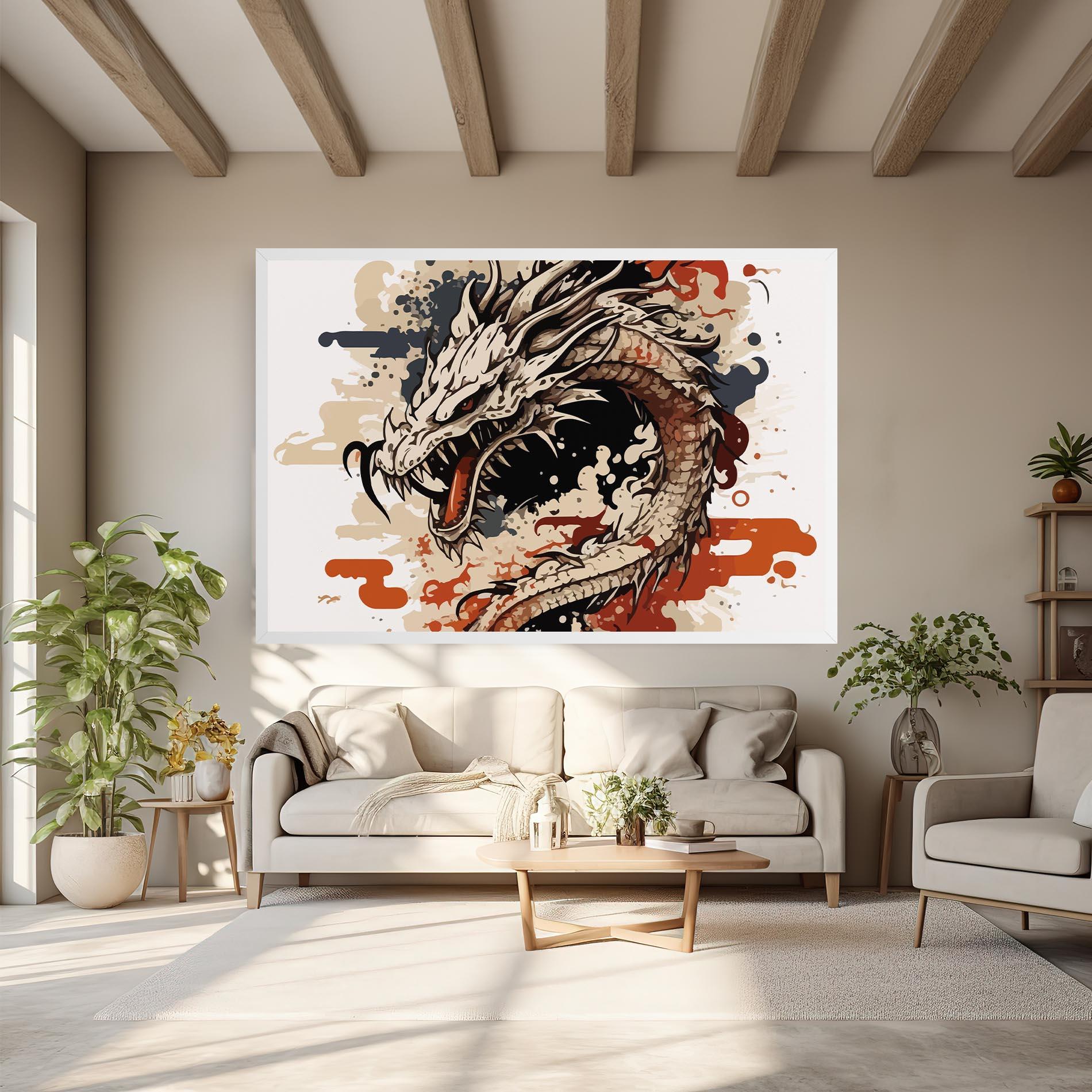 Tablou Canvas Cream Dragon Art mockup 6