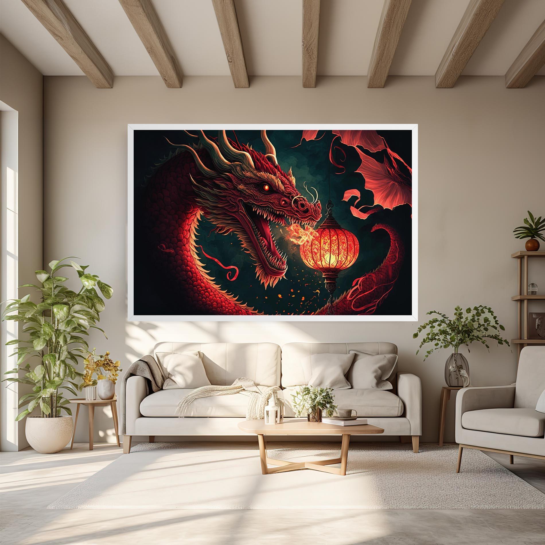Tablou Canvas Red Fire Dragon mockup 6
