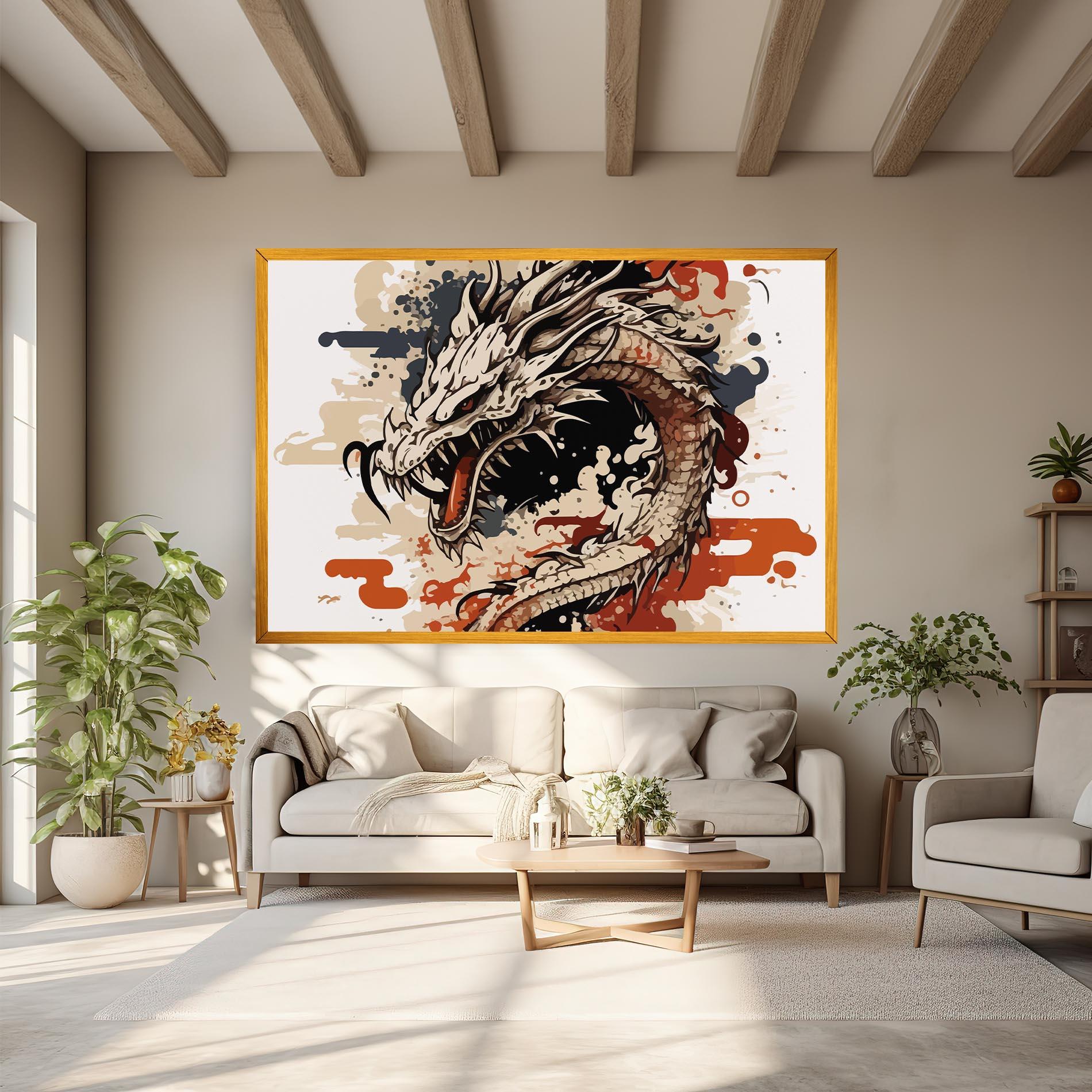 Tablou Canvas Cream Dragon Art mockup 6