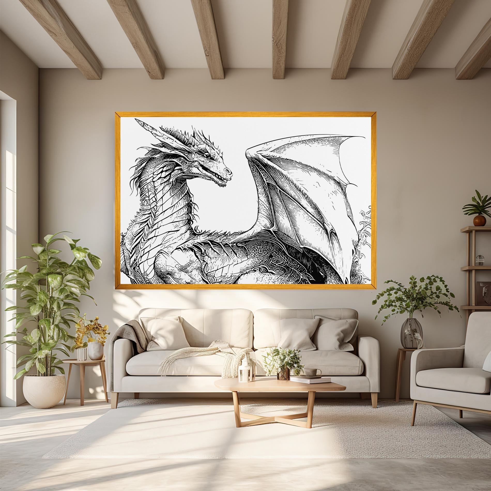 Tablou Canvas Dragon Sketch mockup 6