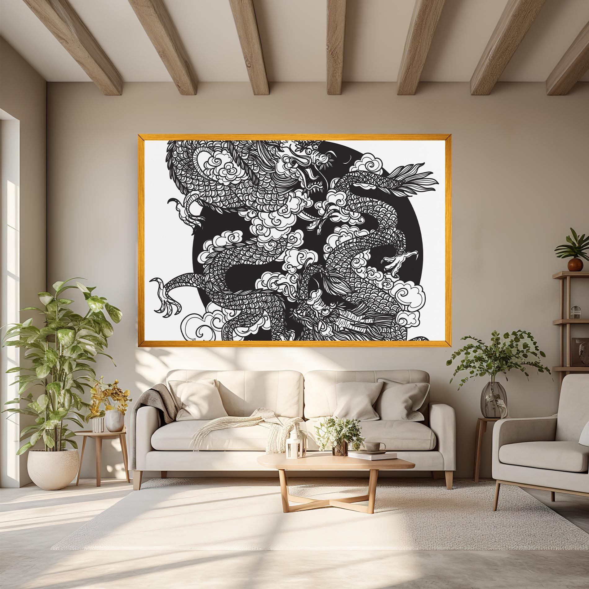 Tablou Canvas Grey Moon Dragon mockup 6