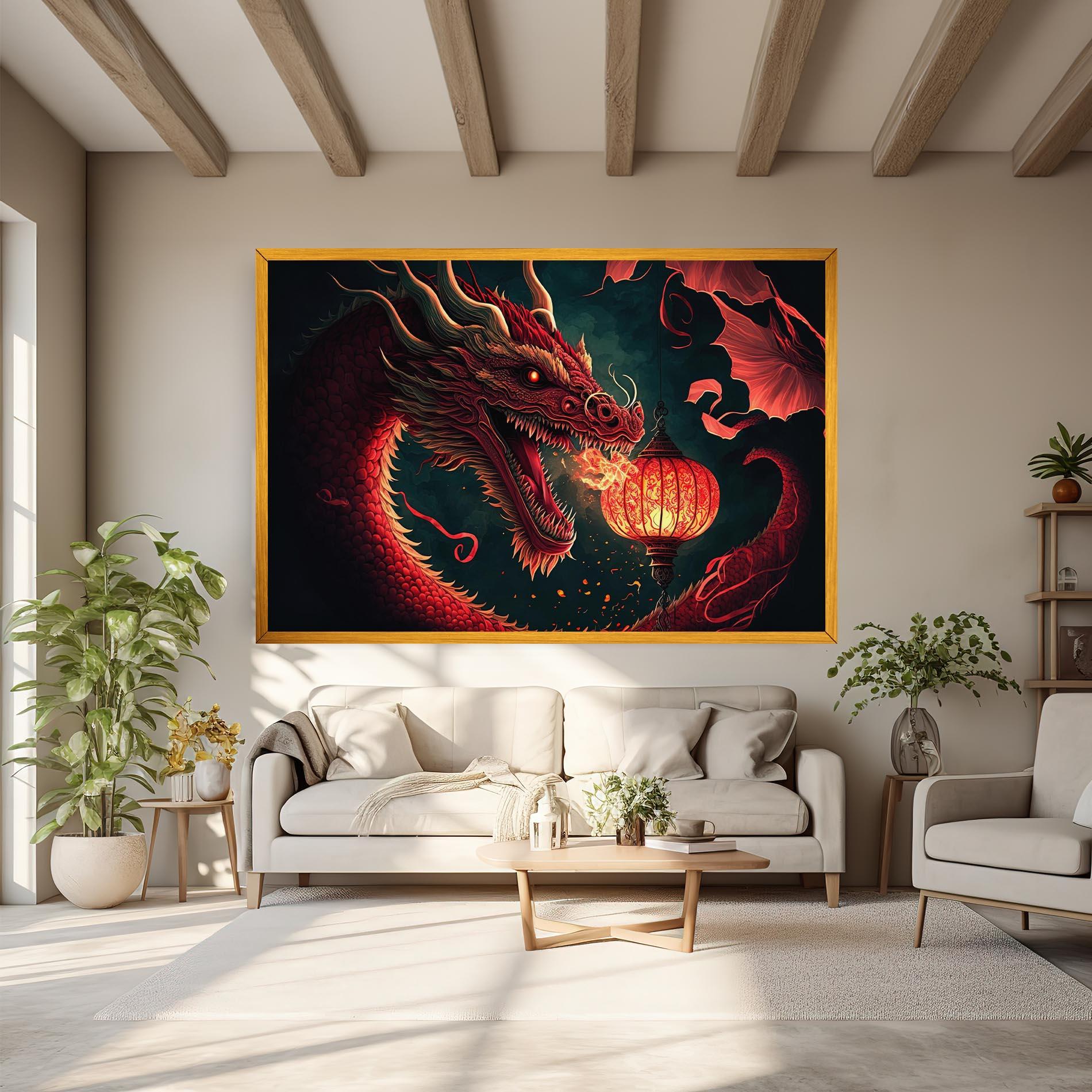 Tablou Canvas Red Fire Dragon mockup 6