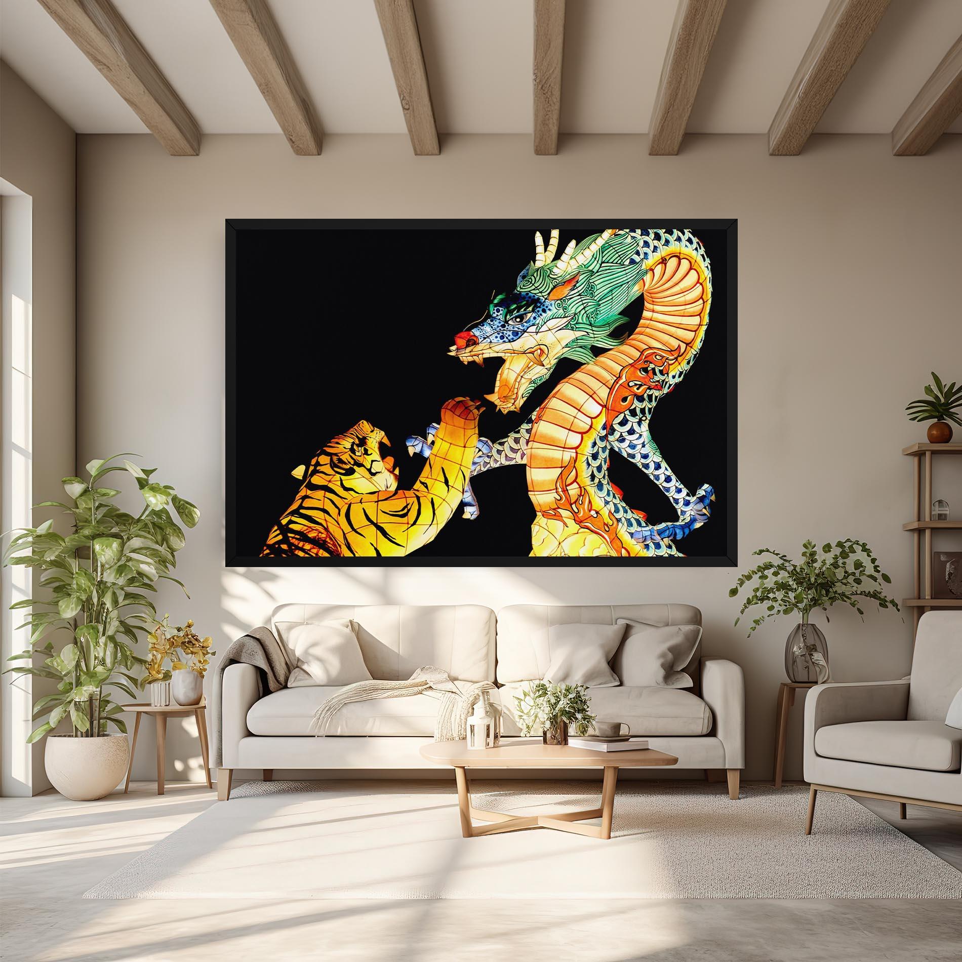 Tablou Canvas Chinese Dragon And Tiger mockup 6