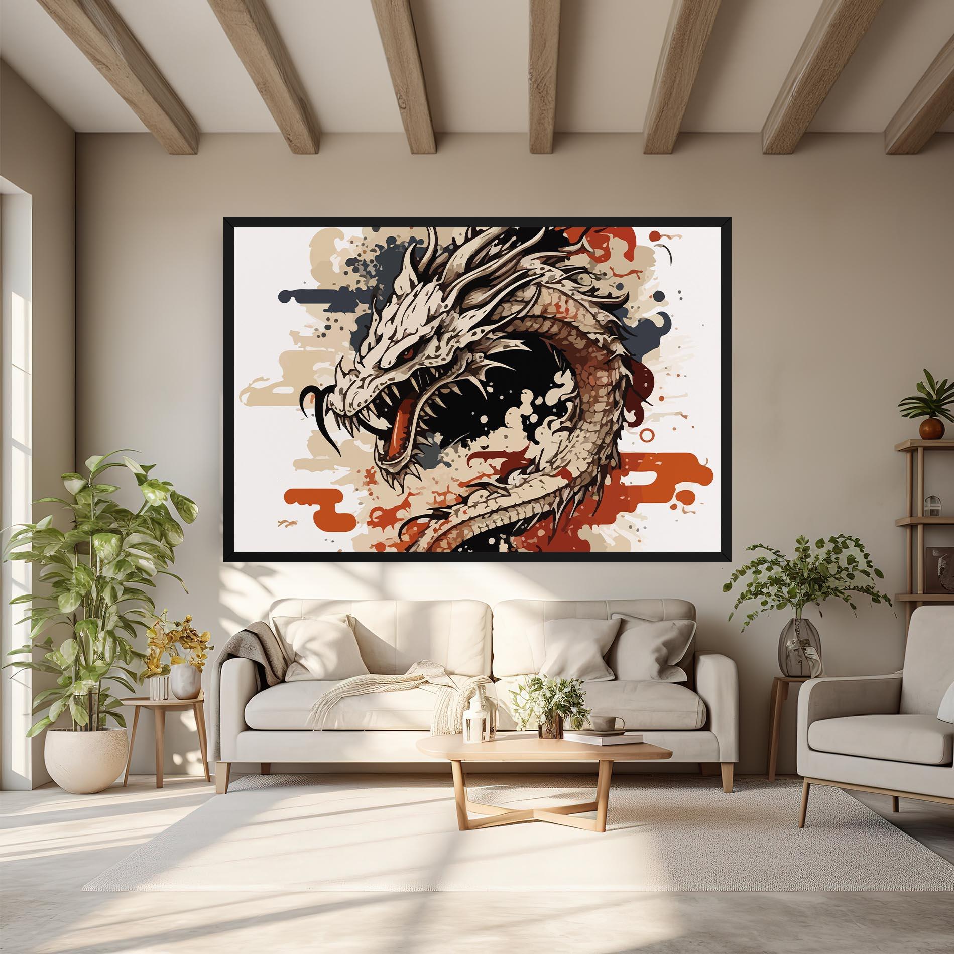 Tablou Canvas Cream Dragon Art mockup 6