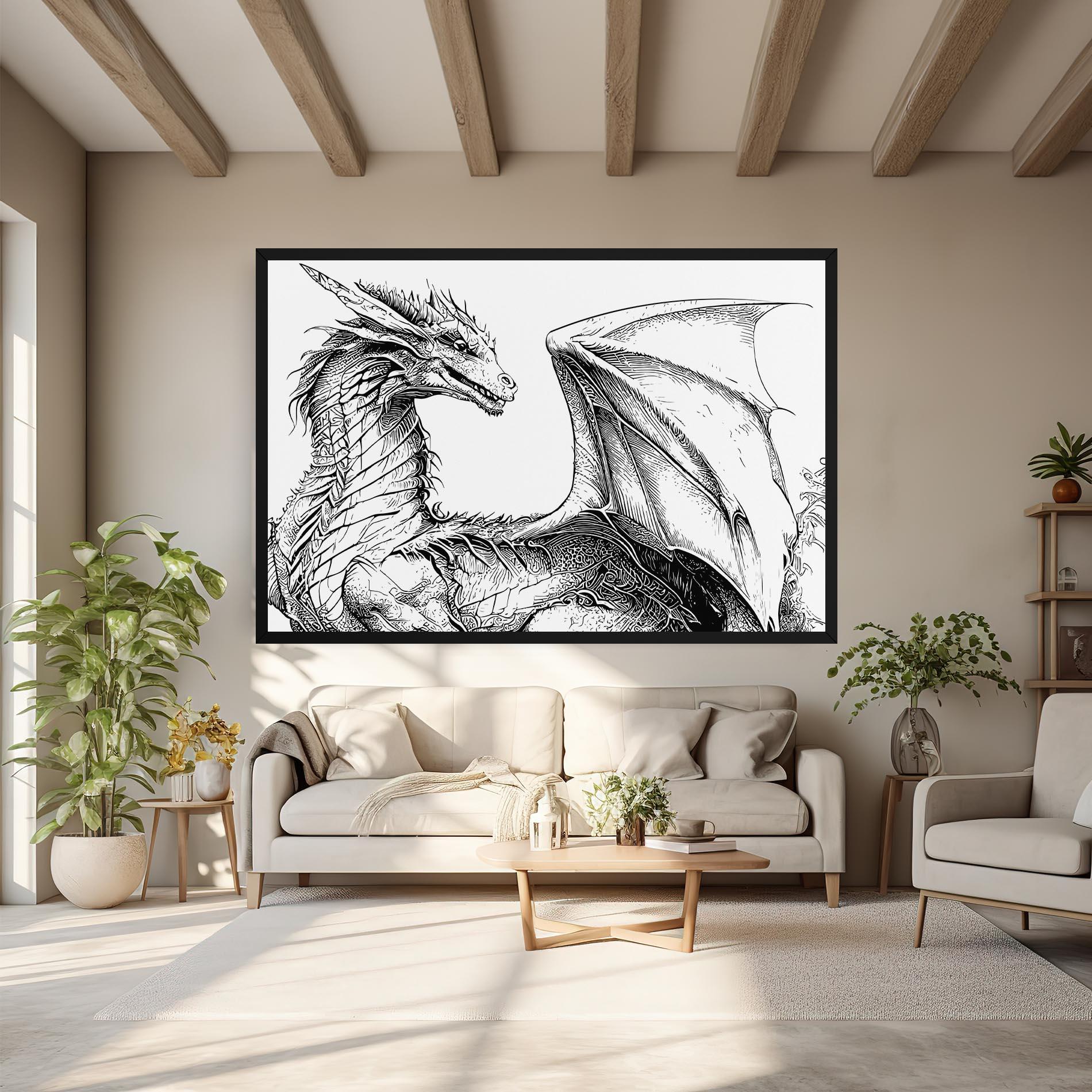 Tablou Canvas Dragon Sketch mockup 6