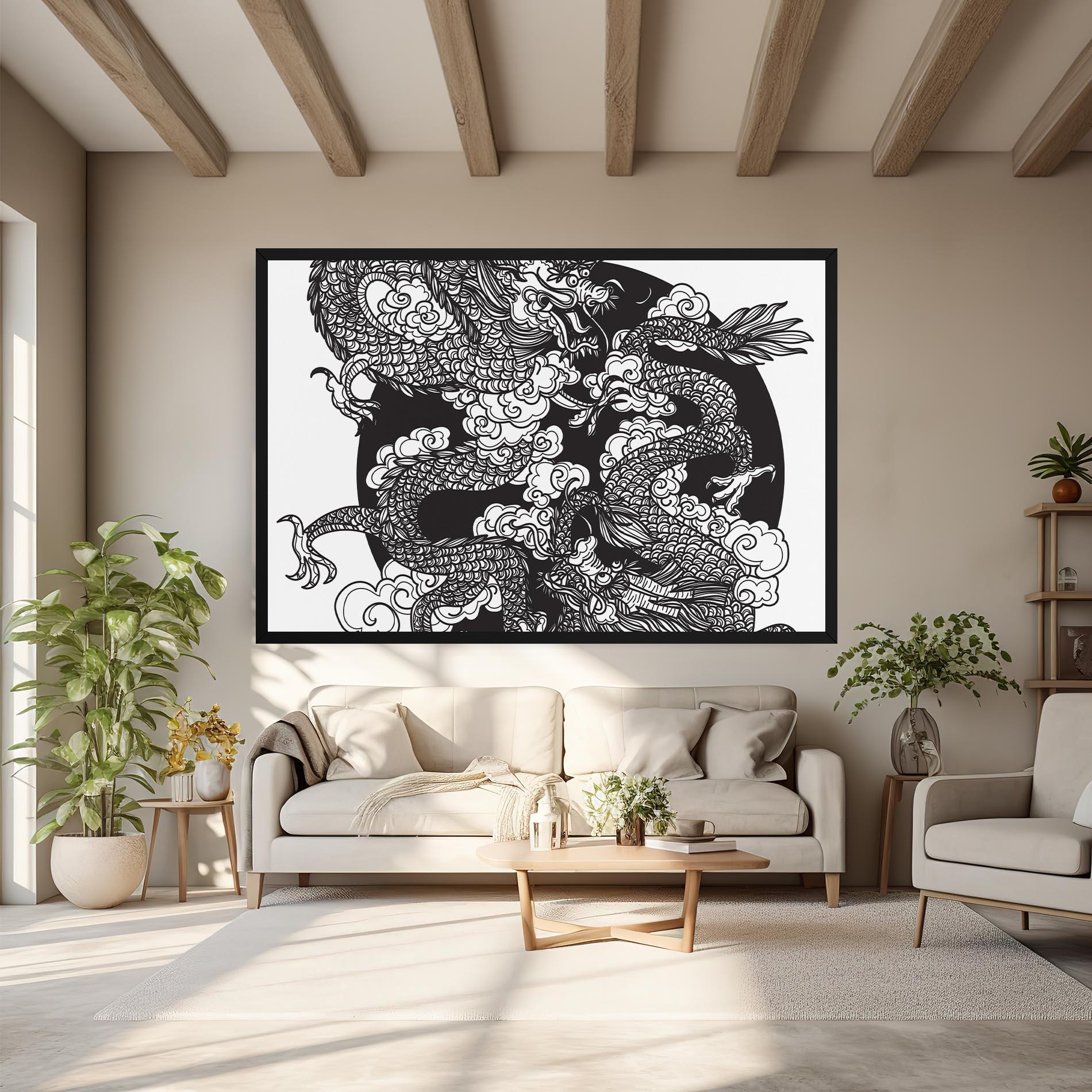 Tablou Canvas Grey Moon Dragon mockup 6