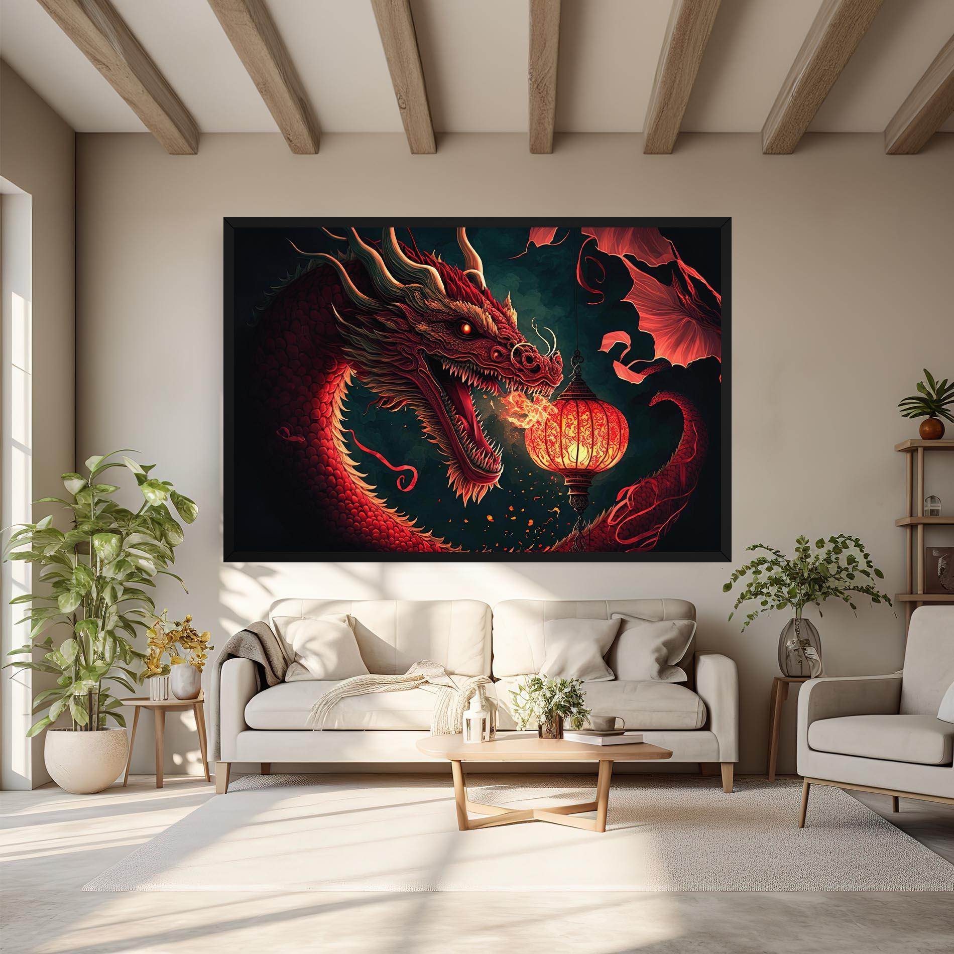 Tablou Canvas Red Fire Dragon mockup 6